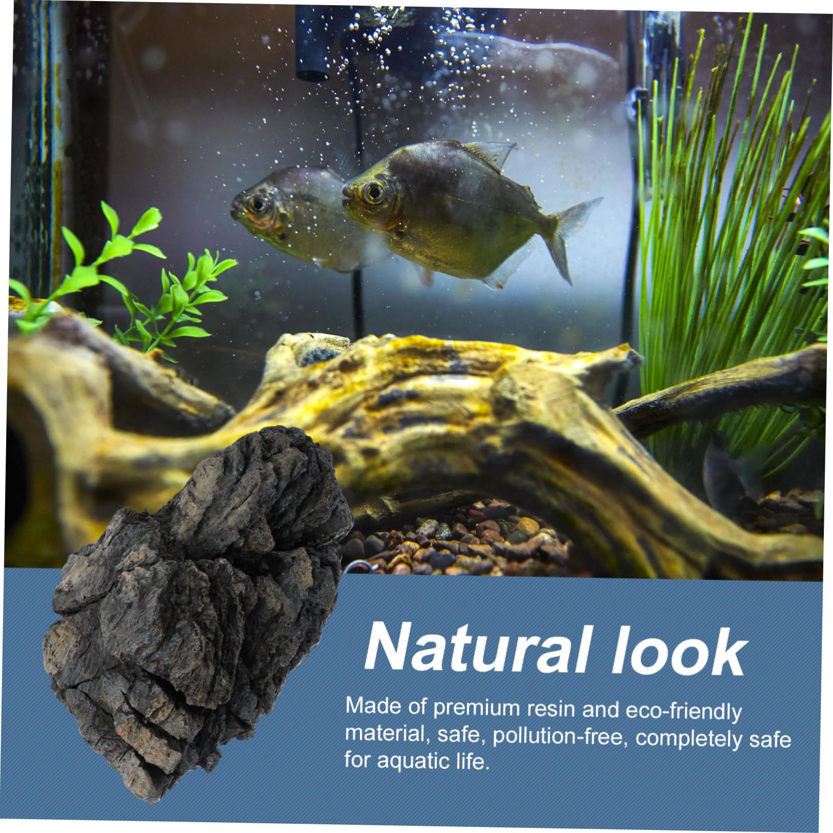 POPETPOP Decorazioni per Acquario in Resina Nera Realistiche e Prive di Inquinamento, Pietre Ornamentali per Acquari e Esposizioni di Bonsai Stile Casuale