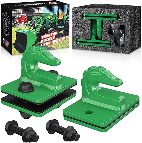 Paquete de 2 ganchos de agarre para cubo de tractor de 38 pulgadas, acero forjado de grado 70, gancho de agarre con placa de respaldo, funciona bien