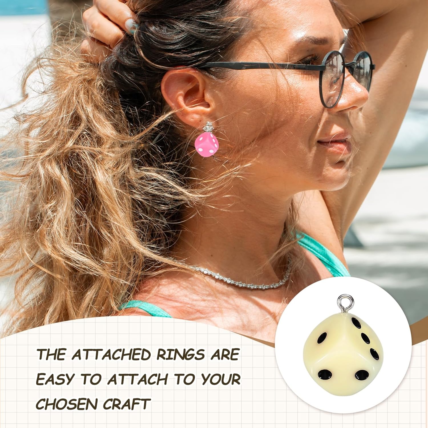 MECCANIXITY Dice Beads Charm 3D Cube Acrylic Dice Charm Pendant Fun Beads for Bracelets Jewelry Making - Image 4