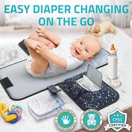 Miniatura 2 de Cambiador de pañales portátil para bebé, con almohada y correa incorporadas suaves para cochecitos, cómodo, ligero e impermeable, fabricado con