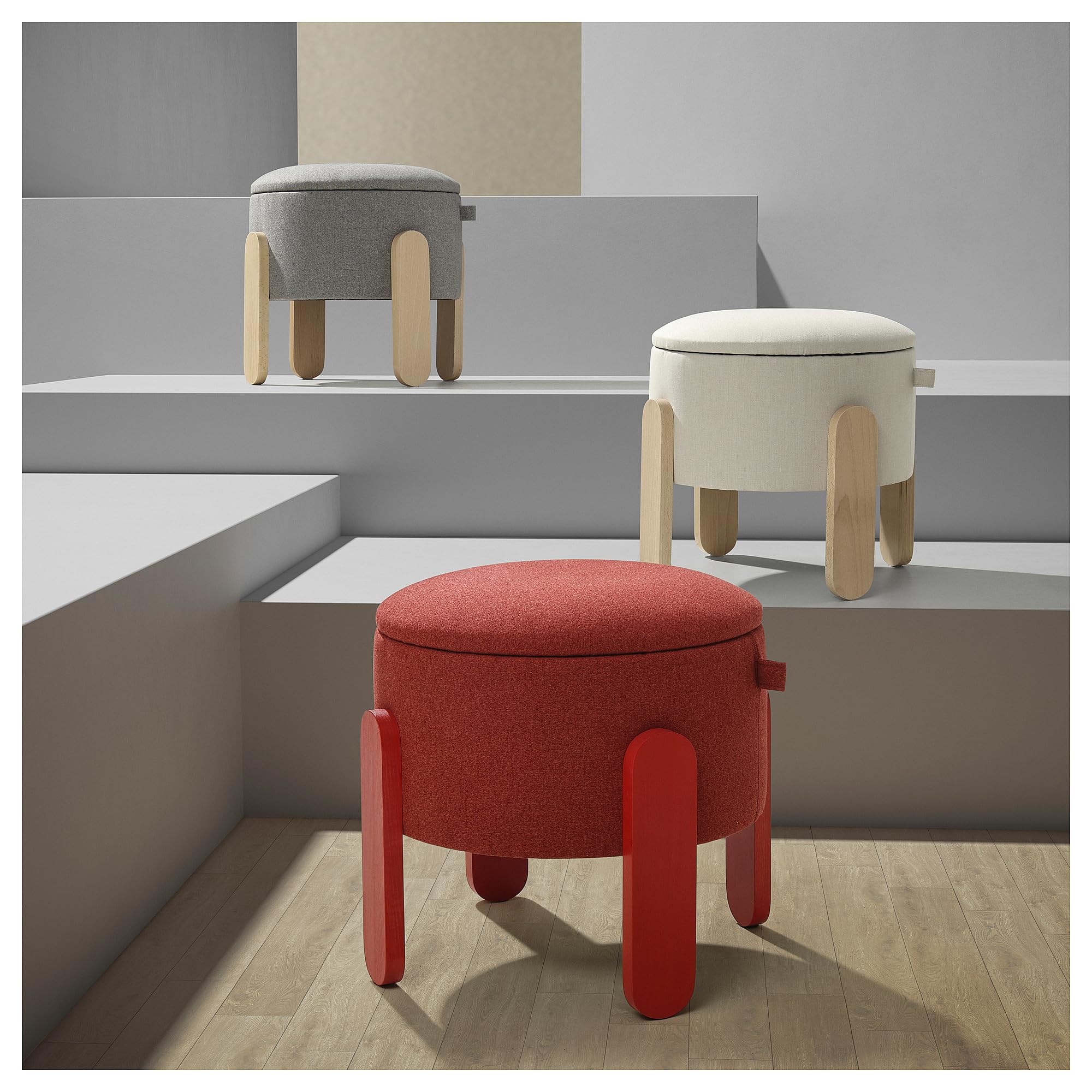 ProTuning FÖRLUNDA Pouf, con contenitore/Tonerud grigio