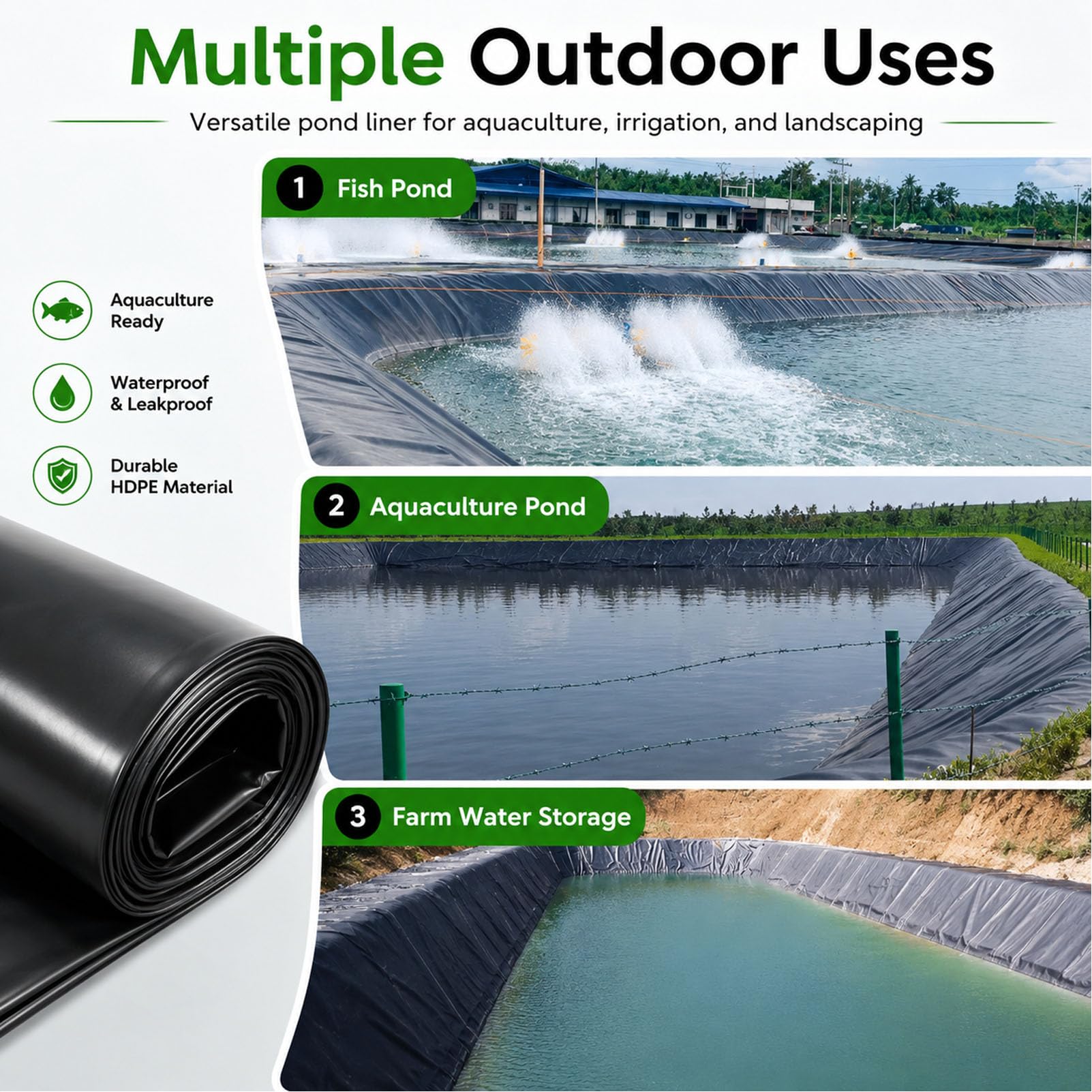 Feutre de Bassin pour Poissons Extra épais 4x4/6m pour l'extérieur, pour bassins à carpes Koi, Cascades, fontaines de Jardin Black,4X6m