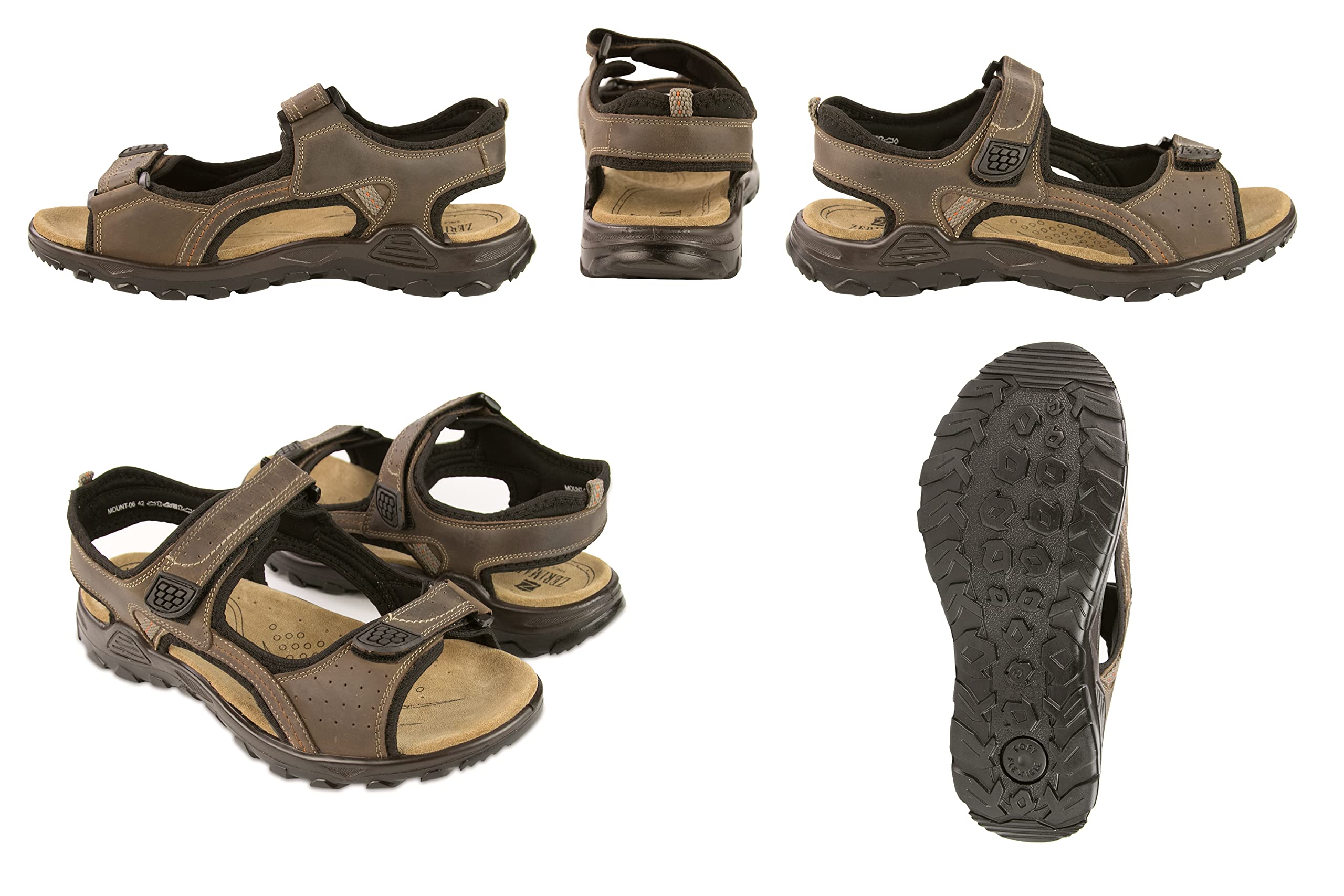 Zerimar Sandalia de Trekking para Hombre | Sandalias de Hombre de Cuero | Sandalias Deportivas Cómodas | Sandalias Cerradas con Velcro | Suela Antideslizante