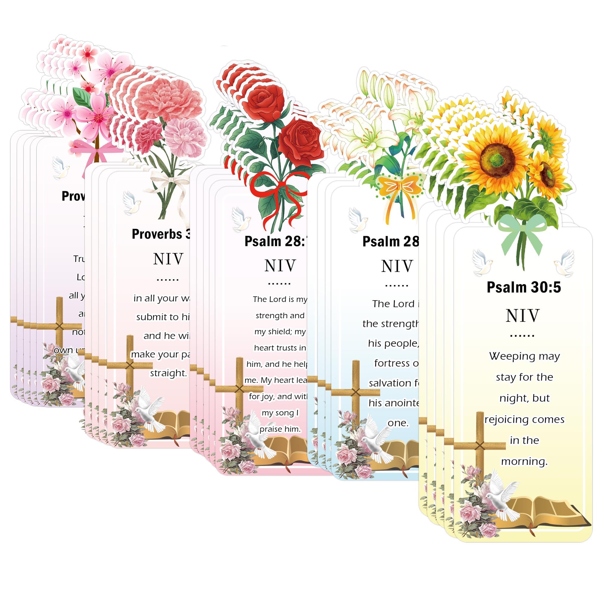 Religious Inspirational Bible Verse Bookmark 50 Pcs Religious Scripture Book Marks Bible Prayer Cards 2 x 5.5 Inch Motivational Verse Page Marker for Reading Women,Book Lovers,Church Gifts