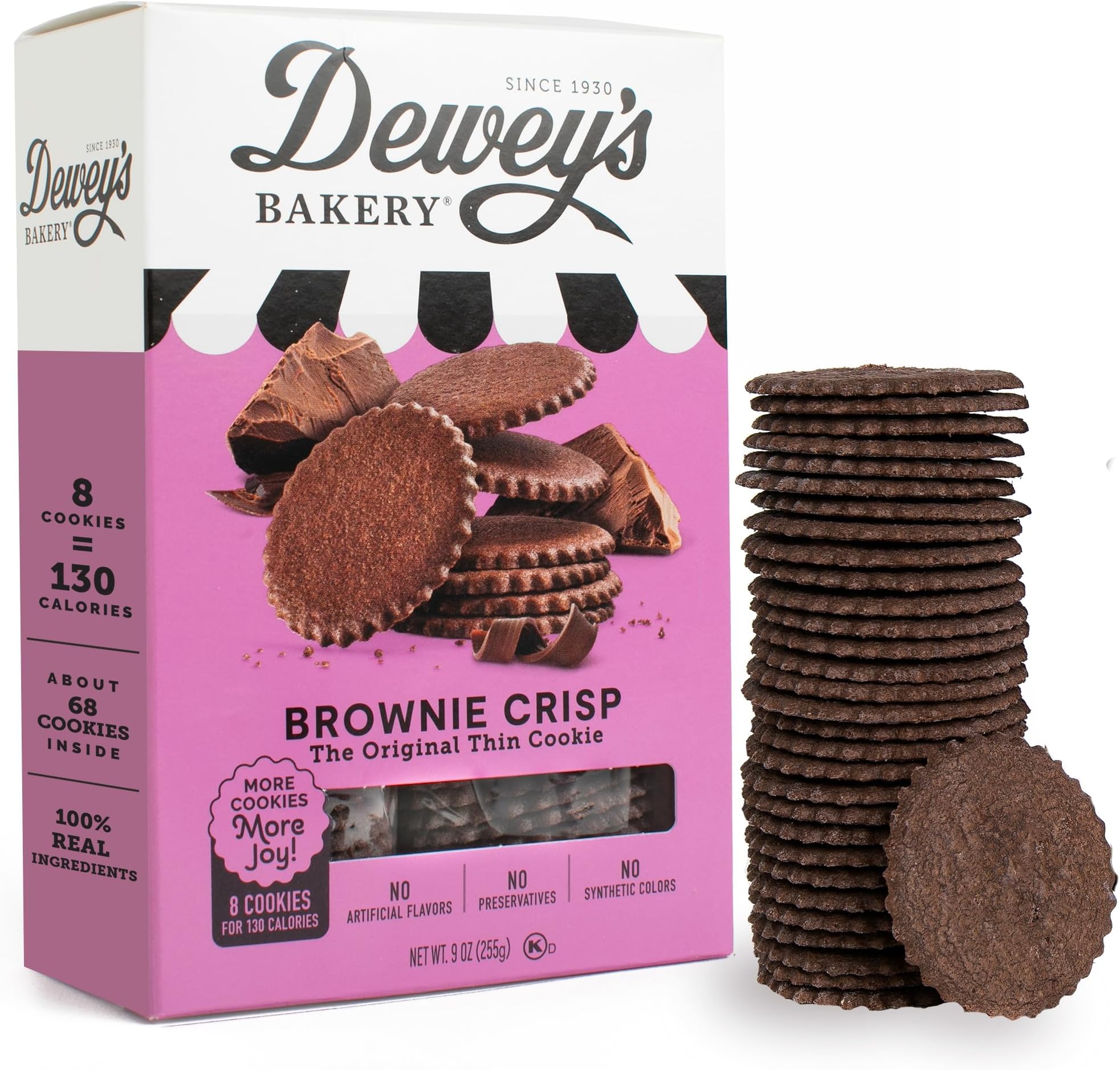 Brownie Crisp Moravian Cookie Thins, Bakery Fresh with Real Simple Ingredients, Low Calorie Snack, No Artificial Flavors, Synthetic Colors or Preservatives, 9oz (Pack of 1)
