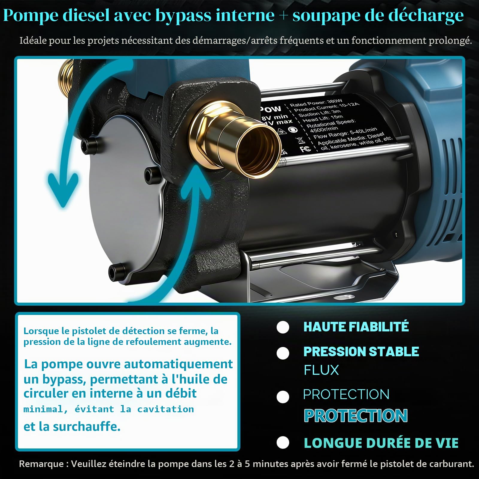 Pompe à Gasoil Sans Fil Compatible avec Makita 18V batterie, 45L/min Pompe Électrique Diesel, Pompe à Carburant avec Pistolet de distribution Arrêt Automatique et Accessoires (sans batterie)