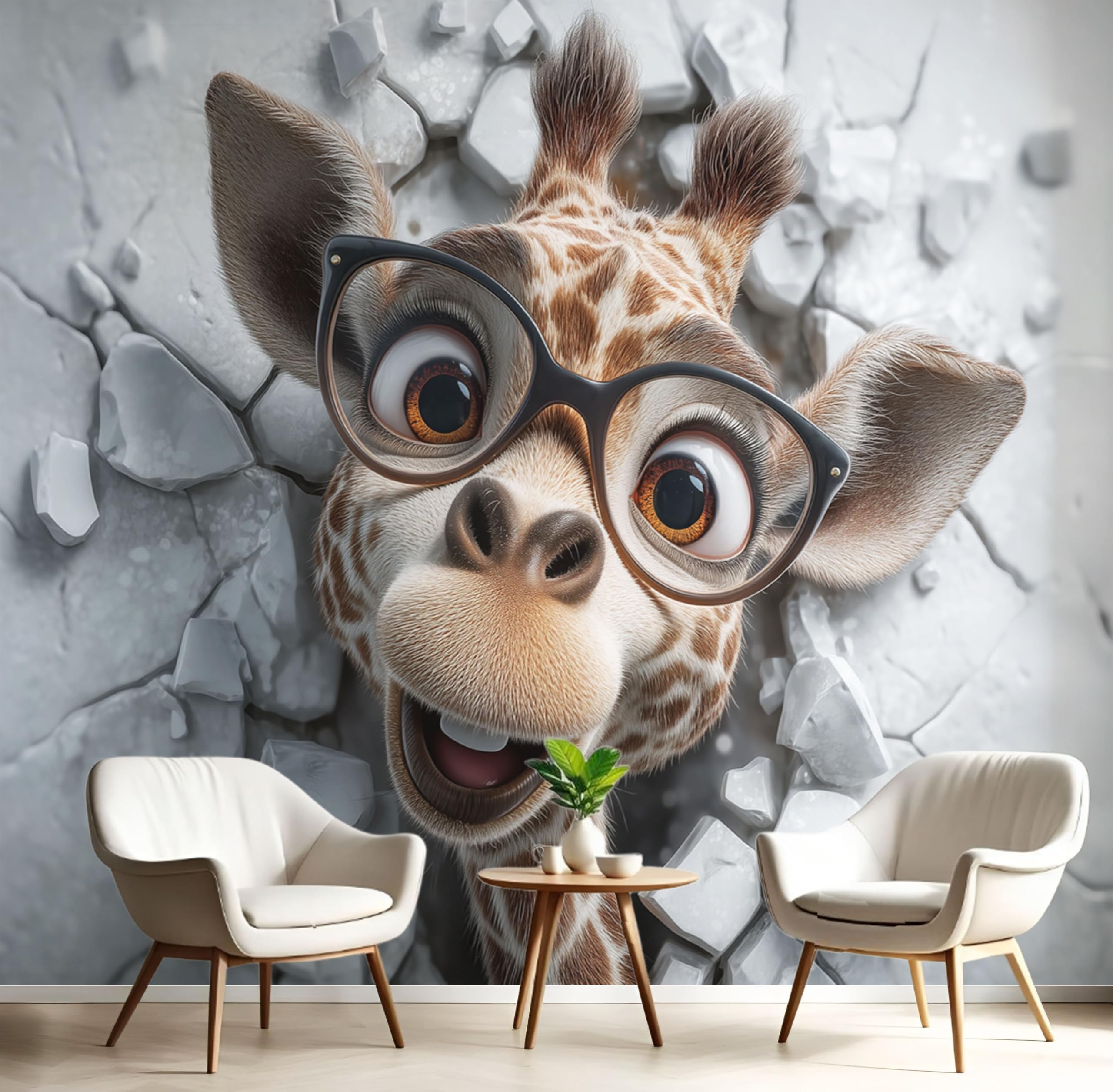 Papier peint panoramique girafe 3D poster mural chambre 350x256cm