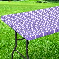 Vista 1 de Mantel rectangular, manteles de plástico elásticos ajustables con parte trasera de franela para mesas de 4 pies, manteles de vinilo impermeables