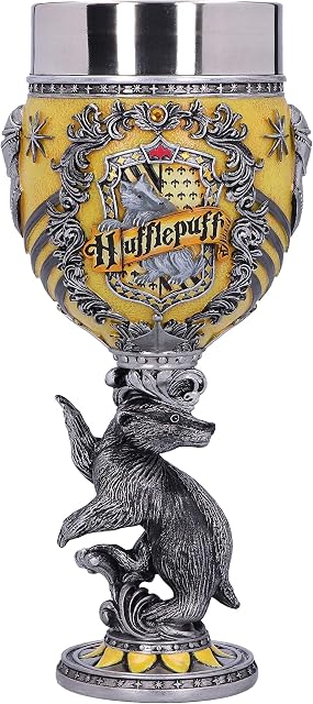 Nemesis Now Harry Potter Hufflepuff Hogwarts House Collectible Goblet, Resin, Yellow Silver, 19.5cm