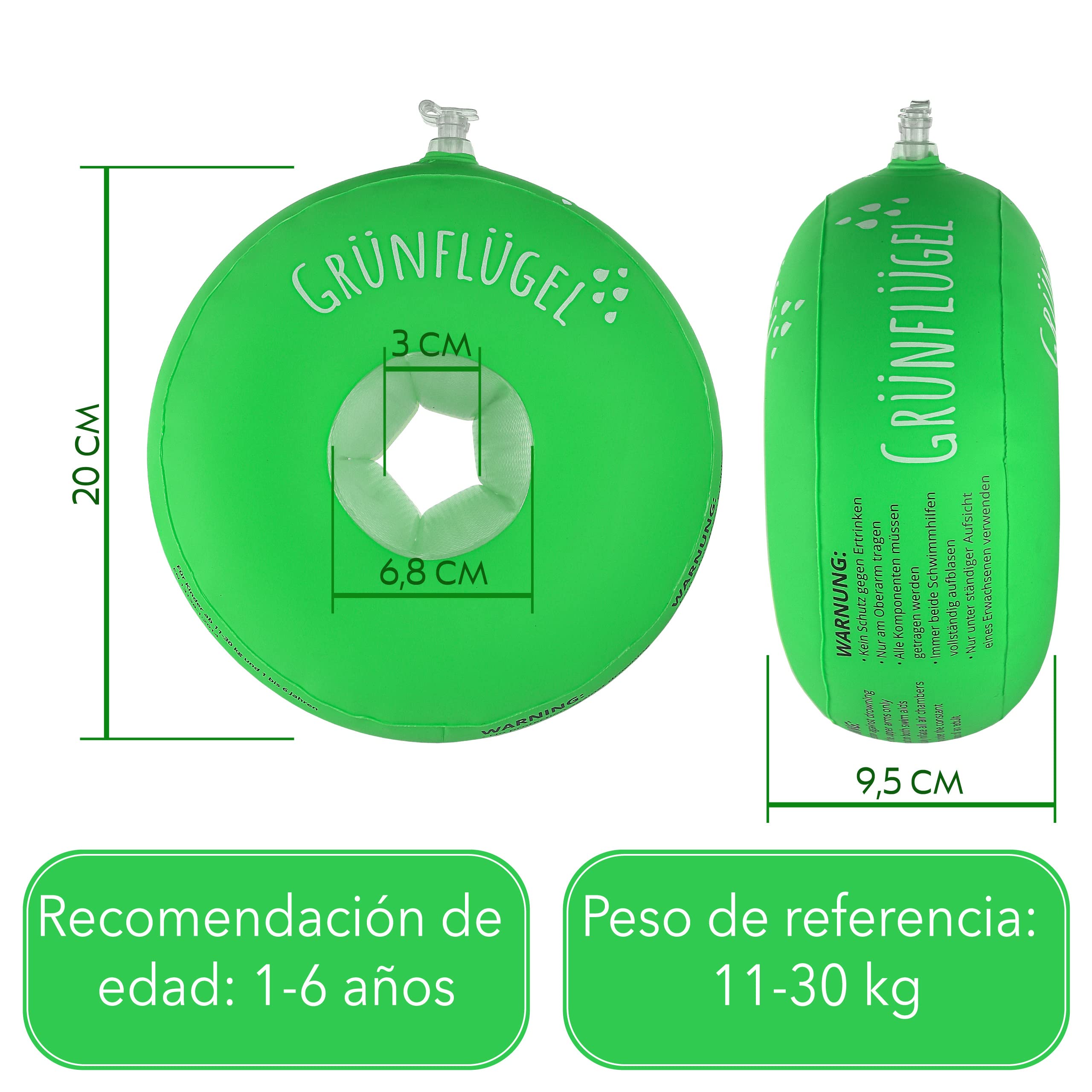 Manguitos Piscina para niños de 1 a 6 años - Bio-TPU con núcleo de Espuma & Sin plastificantes I 11 – 30 kg I Manguitos Natacion niños para Bebes Mangitos Bebe I 18 Meses 1 2 6 años