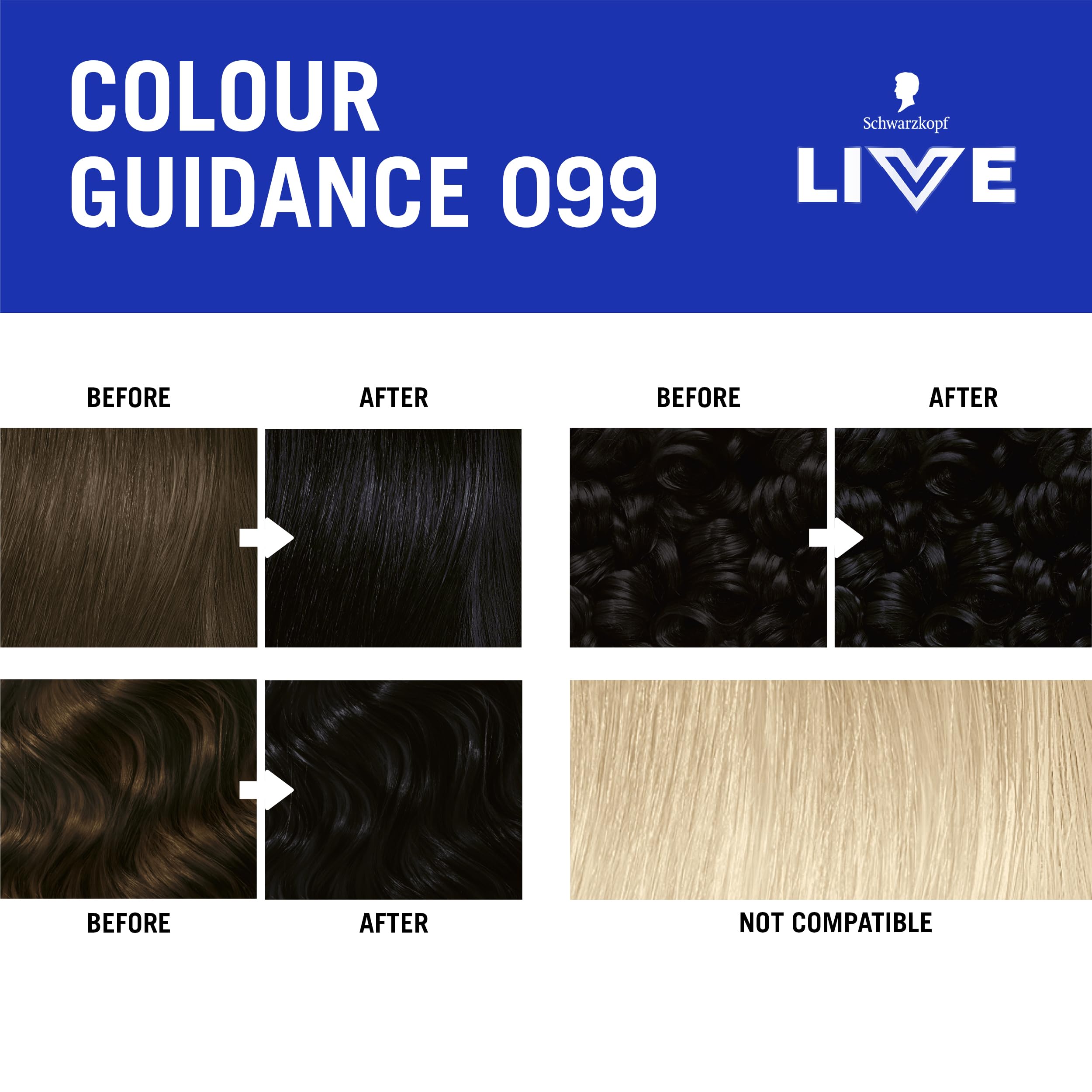 Schwarzkopf LIVE Intense Colour 099 Deep Black, Long-lasting Permanent Black Hair Dye, With Extra Colour Refresh Gloss — view 9