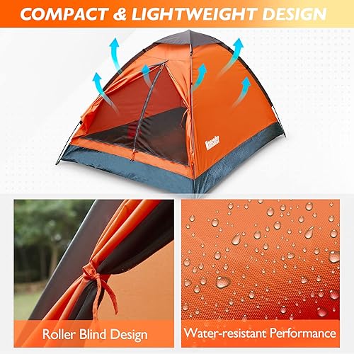 Miniatura 10 de Tienda de campaña para 2 personas, impermeable, ligera, portátil, para acampar al aire libre, senderismo, viajes