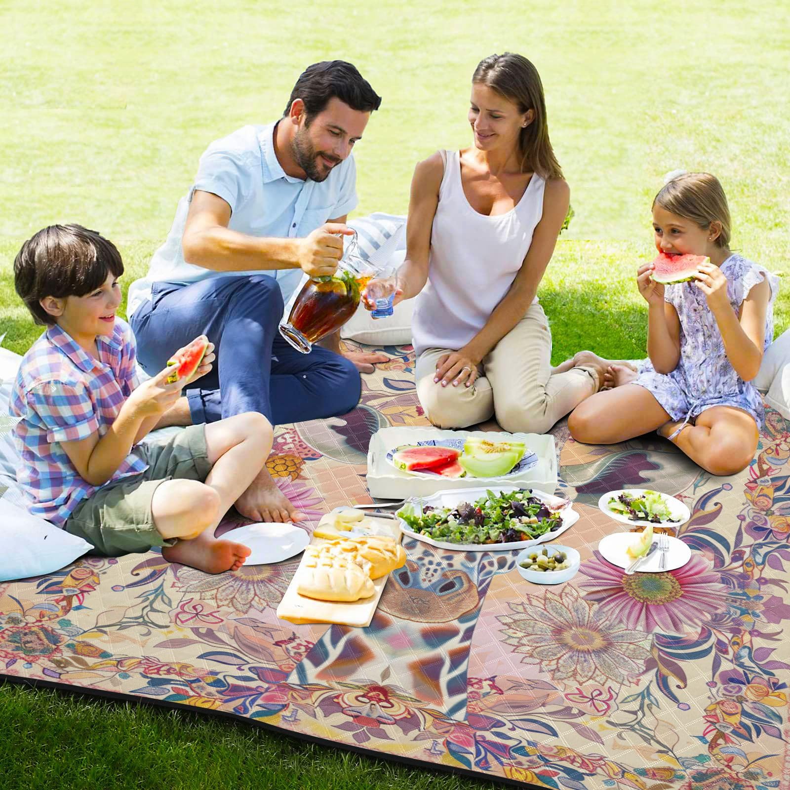 Styl boho kwiat kwiatowy żyrafa duży koc plażowy odporny na piasek turystyka na zewnątrz kemping mata dla kobiet na zewnątrz