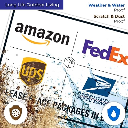 Vista 498 de Cartel de entrega del paquete, letrero de instrucciones de entrega, 10 x 7 pulgadas, aluminio 040 libre de óxido, resistente a la decoloración