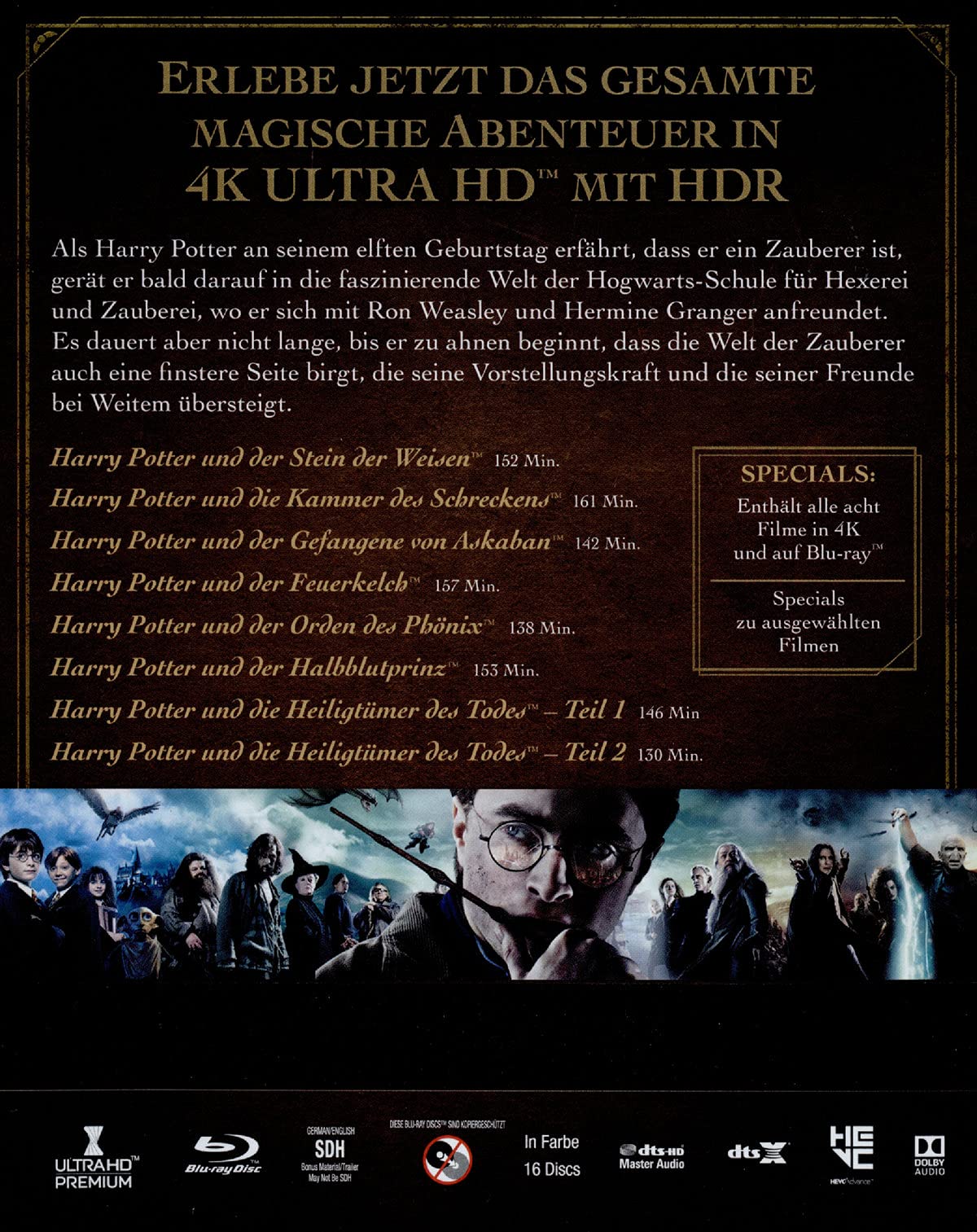 Harry Potter: La collection complète (4K Ultra-HDs) (8 Films) [Alemania] [Blu-ray]