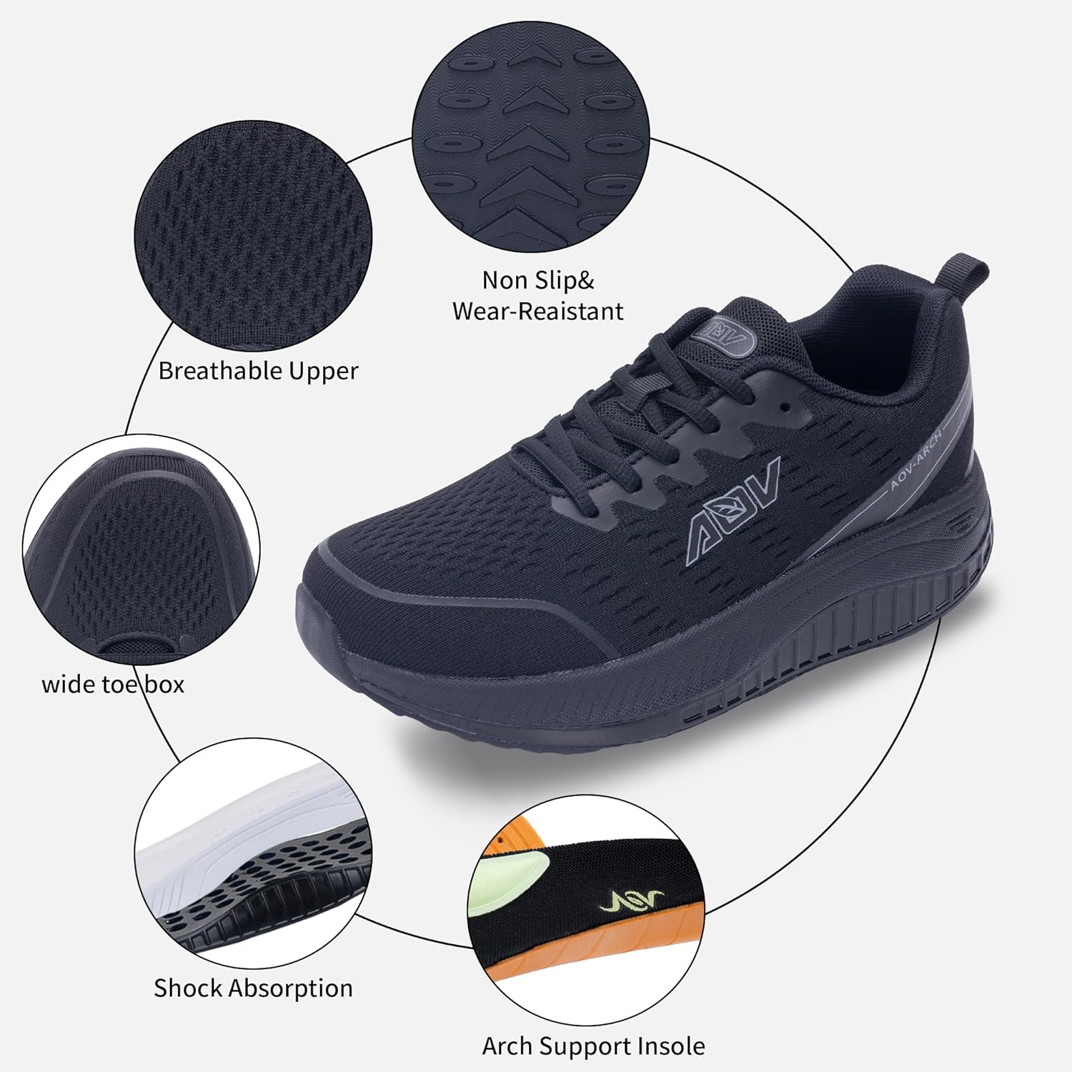 N BESUNEW Women's Wide Walking Shoes Orthotic Arch Support Plantar Fasciitis Sneakers | Wide Toe Box, Non-Slip, Breathable | Pain Relief for Flat Feet, Bunions & Standing All Day - Image 3