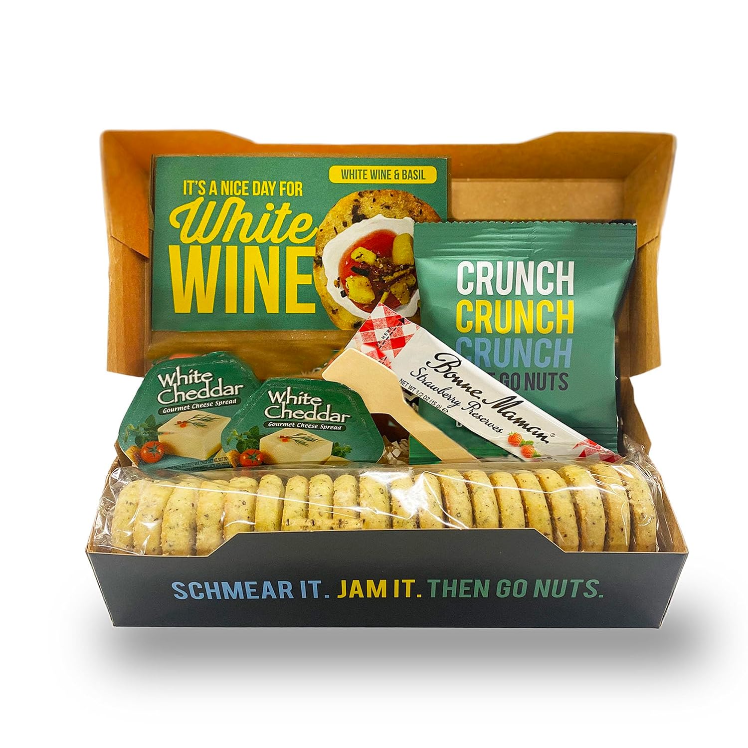 Crackerology White Wine & Basil Gourmet Artisan Snack Kits, 20 Count Crackers Plus Toppings, Easy & Simple Ready-to-Eat, Appetizer For Charcuterie Boards & Party Platters - Large Kit, 6 Pack