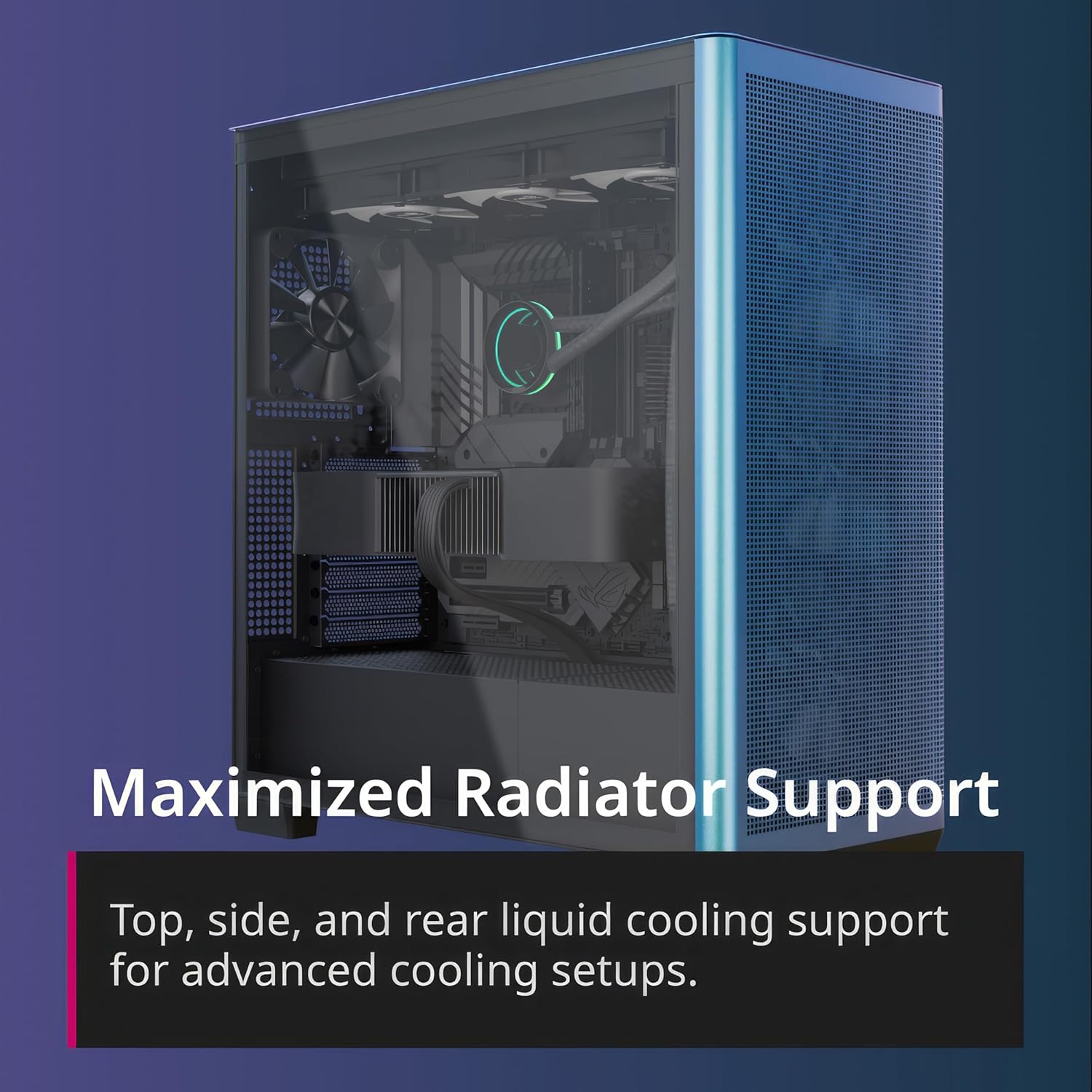 APNX C1-R Mid-Tower ATX High Airflow PC Case, 4 x 120mm Black Fans, 11 Fan Slots, 360mm Radiator Support, Back-Connect Motherboard Support, Tempered Glass Panel, Cable Management, Type-C, ChromaFlair
