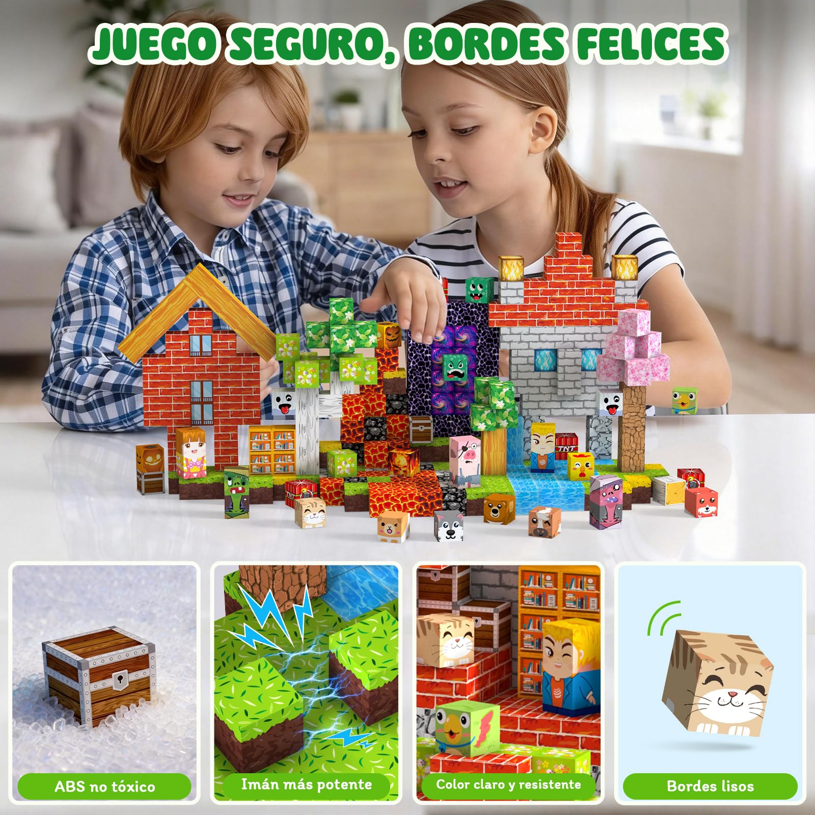 Bloques Magneticos Construccion Niños 330 Piezas 2CM 3+ Magneticas, Juego Magnetic Blocks Tiles Construcción, Juguetes Montessori para Niños 4 5 6 7 8 9 10 11 12 Regalos de Cumpleaños para Niñas