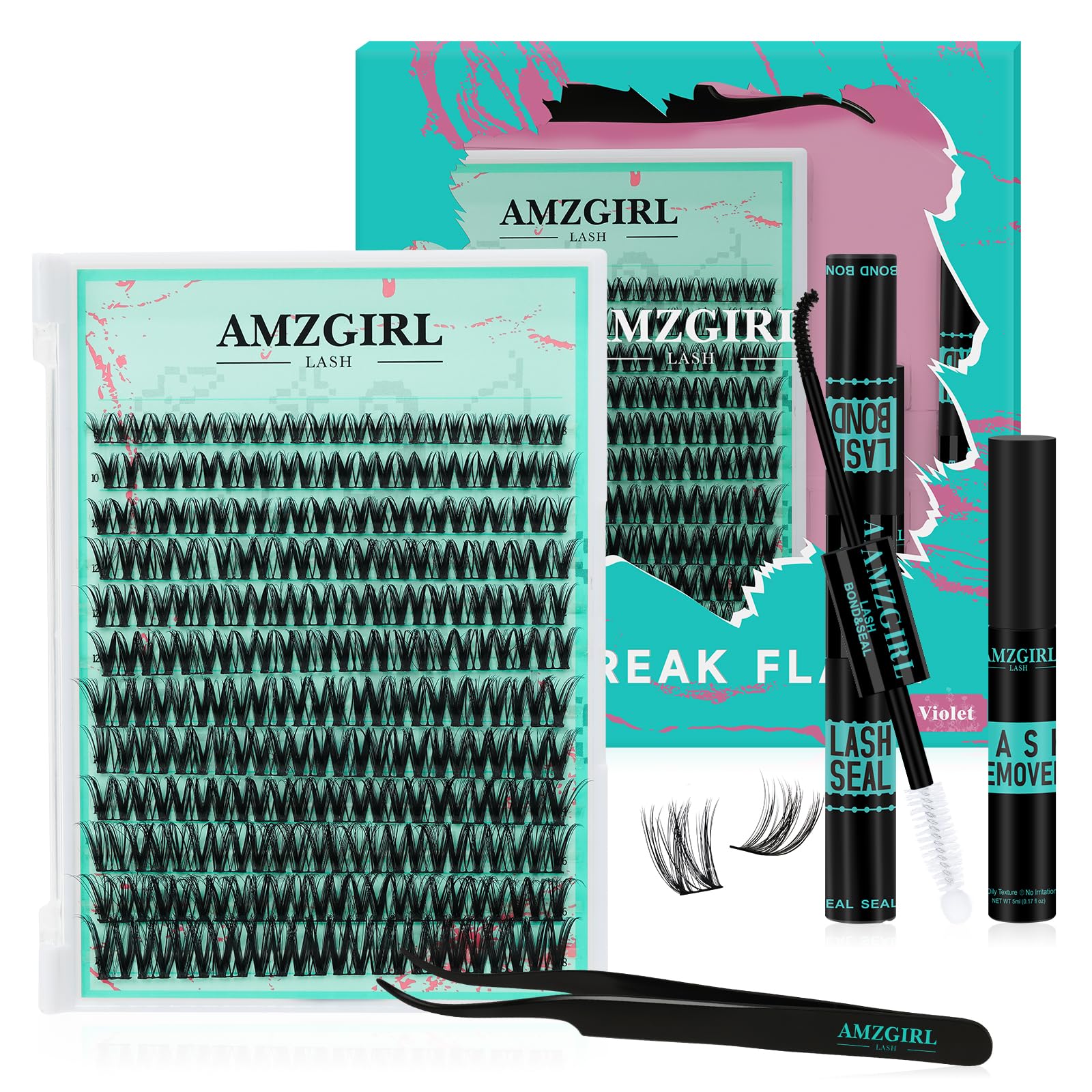 Lash Clusters Kit Flora 144PCS Eyelash Extension Kit with Lash Bond and Seal Eyelash Glue Remover and Applicator