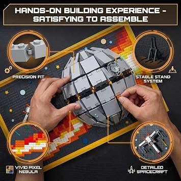 Oblivion Star 3D Building Block Wall Art Set, 1566 PCS Mini Bricks Space Planet Model with Display Stand, Creative DIY Decor for Adults, Galaxy Inspired Construction Kit