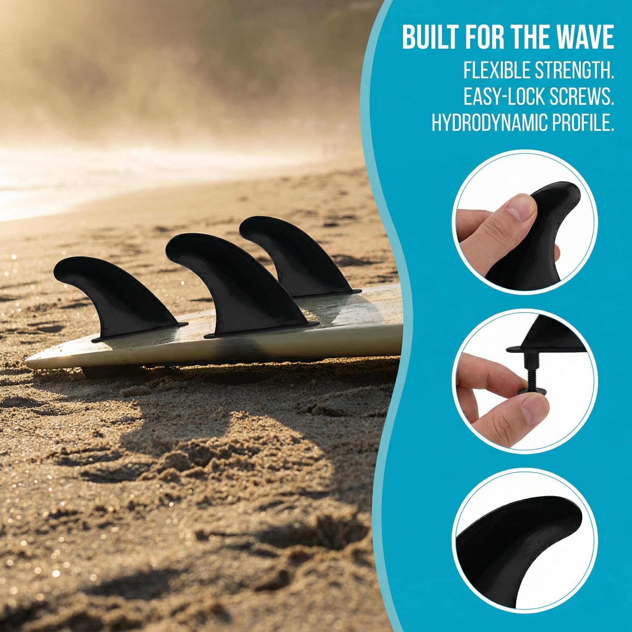 Perfeclan 3 Piezas Softboard 3 Fin Set Tornillos Y Aletas Catch Surf Softboard