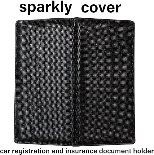 Miniatura 6 de ERWUBA Soporte para documentos de registro y seguro de automóvil con diamantes de imitación, de cuero con purpurina, organizador de guanteras de