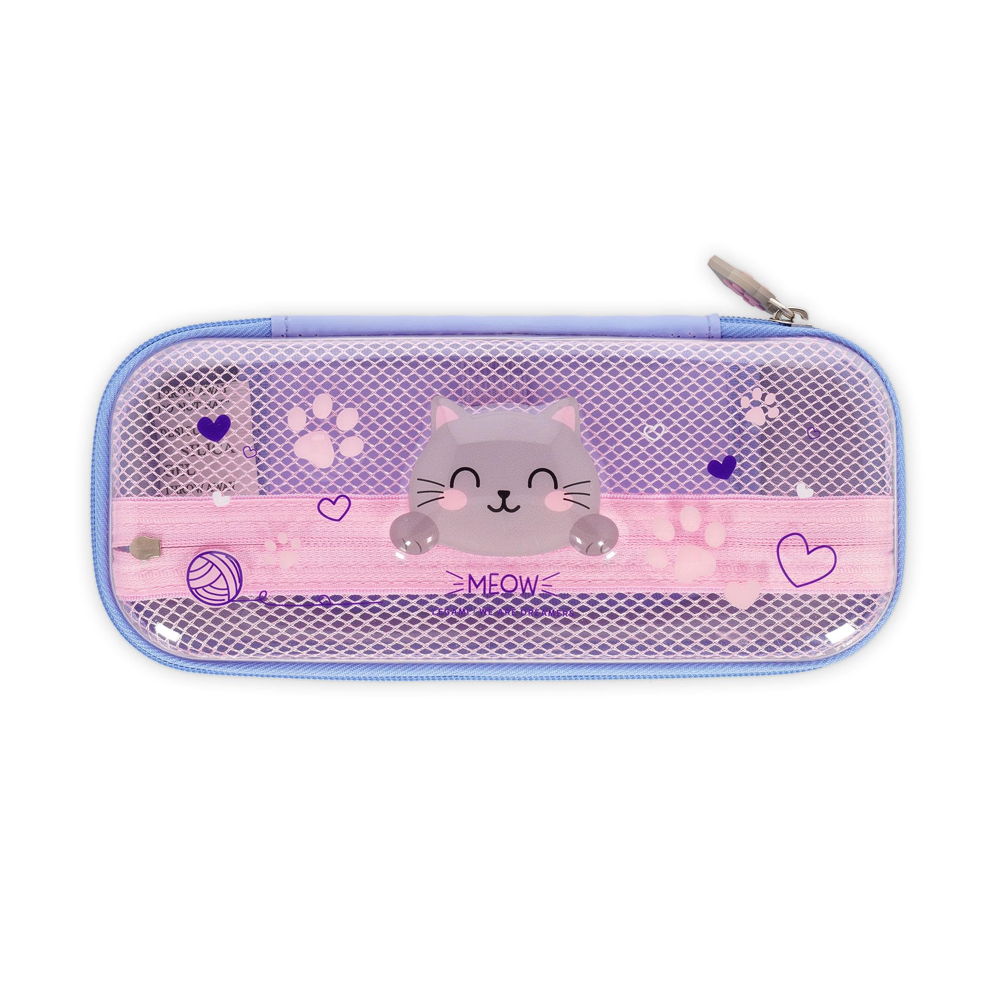 LEGAMI - Trousse Wonderwow, Thème Kitty, 2 Compartiments et Porte-​Stylo intérieur, Compartiment intérieur avec Tissu en Maille, Fermeture à Glissière, 23 x 11 x 5 cm