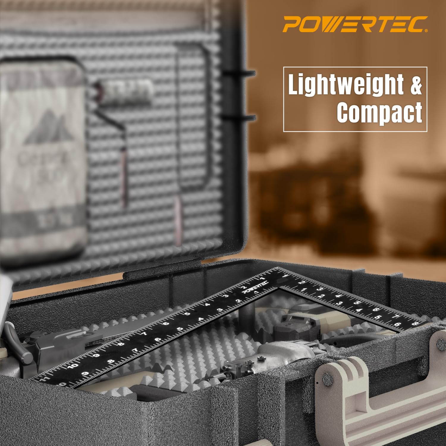 POWERTEC 80037 - Juego de 2 piezas cuadradas de carpintero de 16 x 24 pulgadas con mesas de viga y regla de ángulo recto de 8 x 12 pulgadas para carpintería, carpintería, construcción, bricolaje