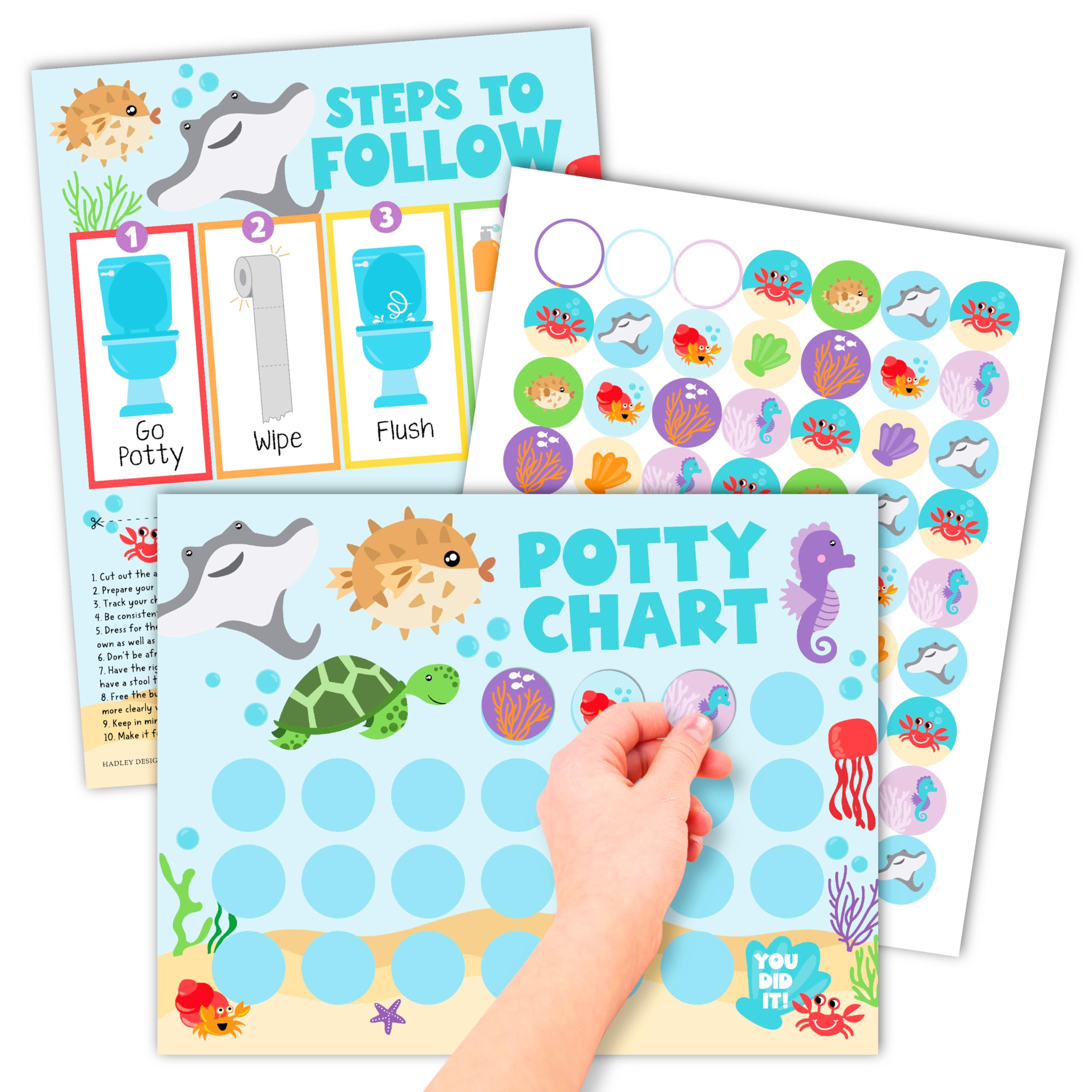 Tableau de pot avec autocollants océan pour l'apprentissage de la propreté