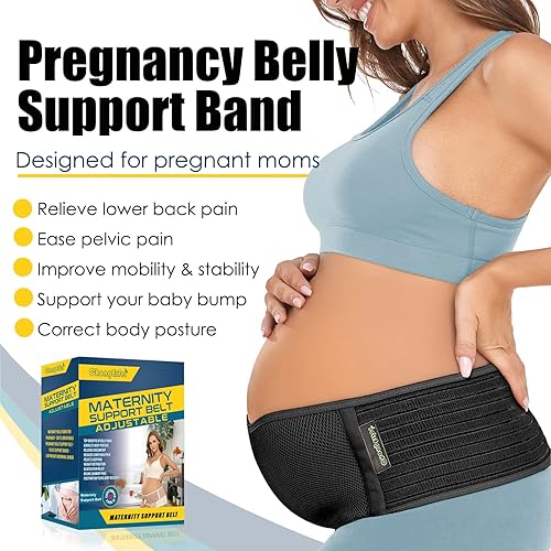 Miniatura 2 de ChongErfei Pregnancy Belly Support Band Maternity Belt Belly Band for Pregnancy Adjustable Maternity Support Belt for Abdomen, Pelvic, Waist, & Back
