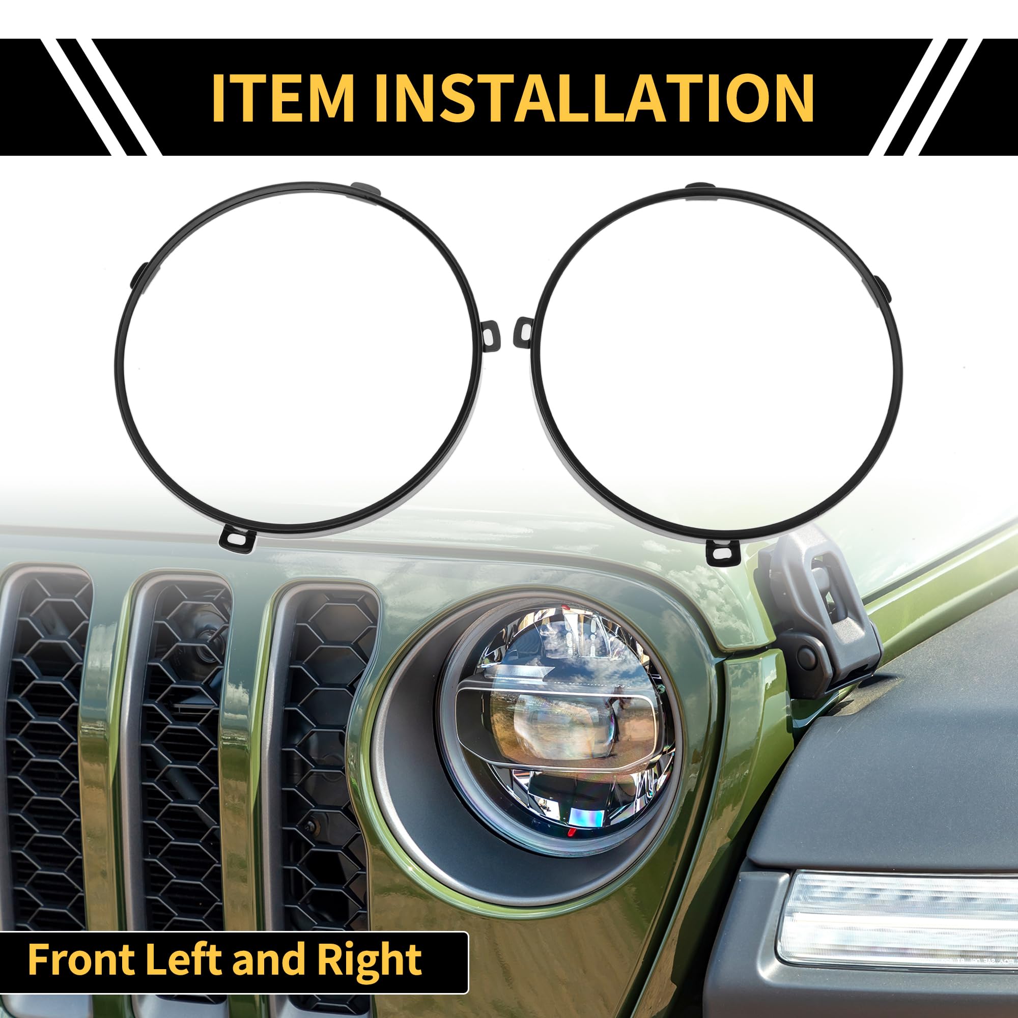 Anillo Metálico de Faro para Jeep Wrangler TJ 1997-2007 Bisel de Lámpara de Faro Izquierdo y Derecho 7 Pulgadas Redondo Bisel de Faro