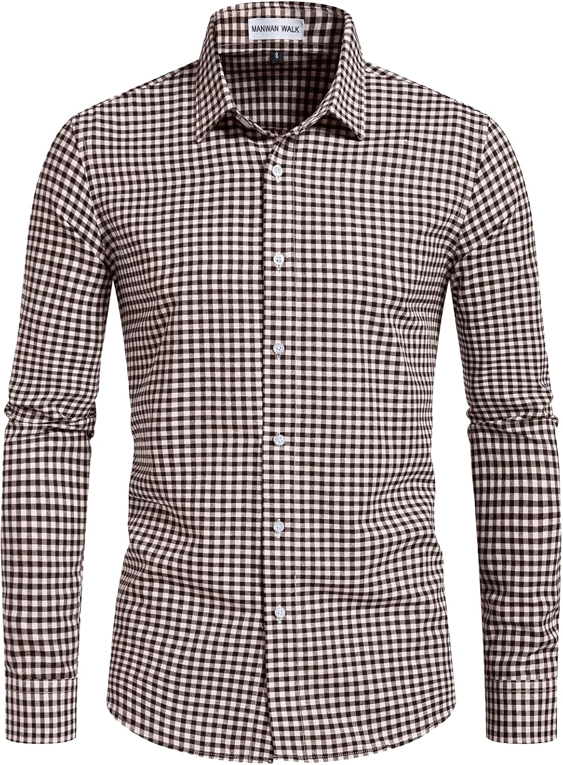 Manwan walk Men's Plaid Button Down Shirts Regular Fit Long Sleeve Casual Business Shirts - Image 2