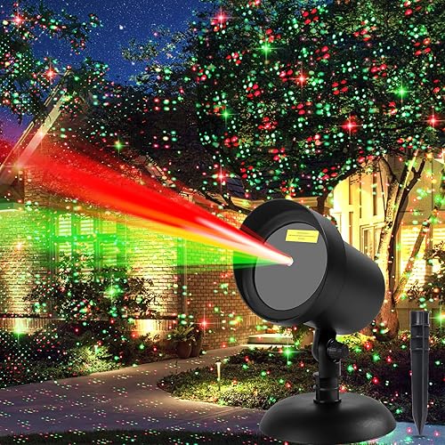 Proyector láser de Navidad para exteriores, luz de proyector de Navidad impermeable al aire libre, foco de paisaje rojo y verde con estrellas de