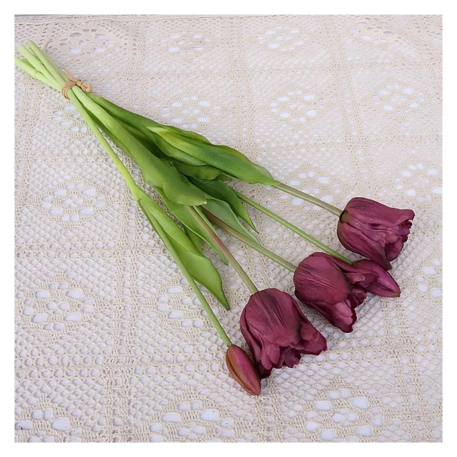 MIUYTRN Prawdziwy dotyk duży lateksowy bukiet tulipanów sztuczne kwiaty strona dekoracji wystrój pokoju Fleurs Artificielles cuicui(Purple)