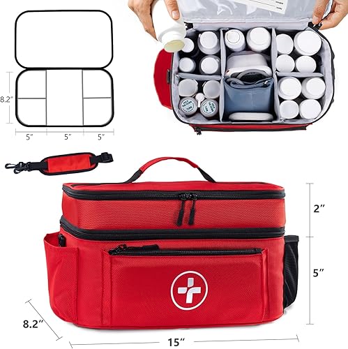 Miniatura 4 de BAGSFY Organizador de bolsas de medicamentos de viaje, bolsa médica vacía, organizador de botellas de píldoras para el hogar, gran almacenamiento de