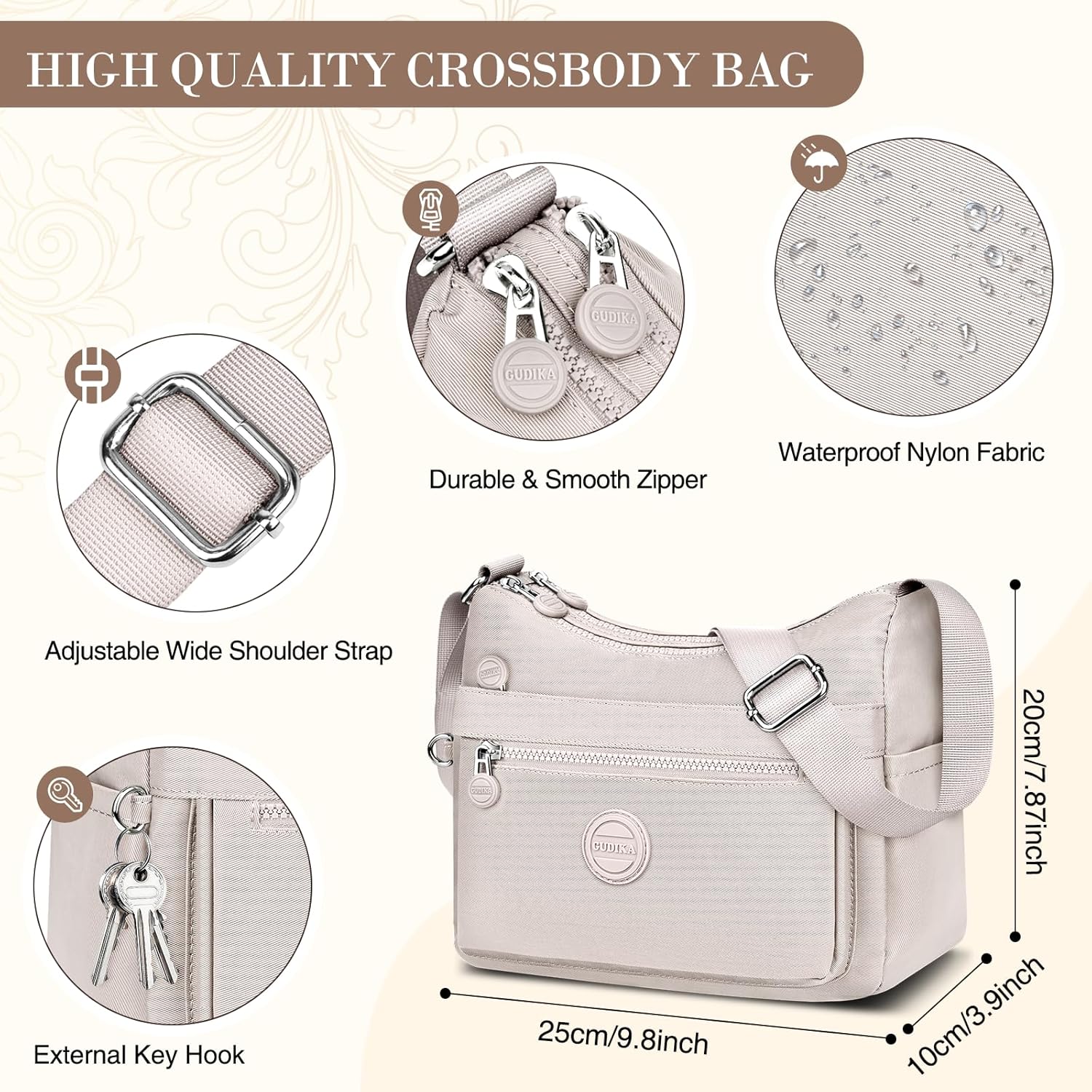 HUANLANG Nylon Crossbody Bags for Women Large Lightweight Travel Purse Waterproof Multi Pocket Shoulder Bag - Image 2