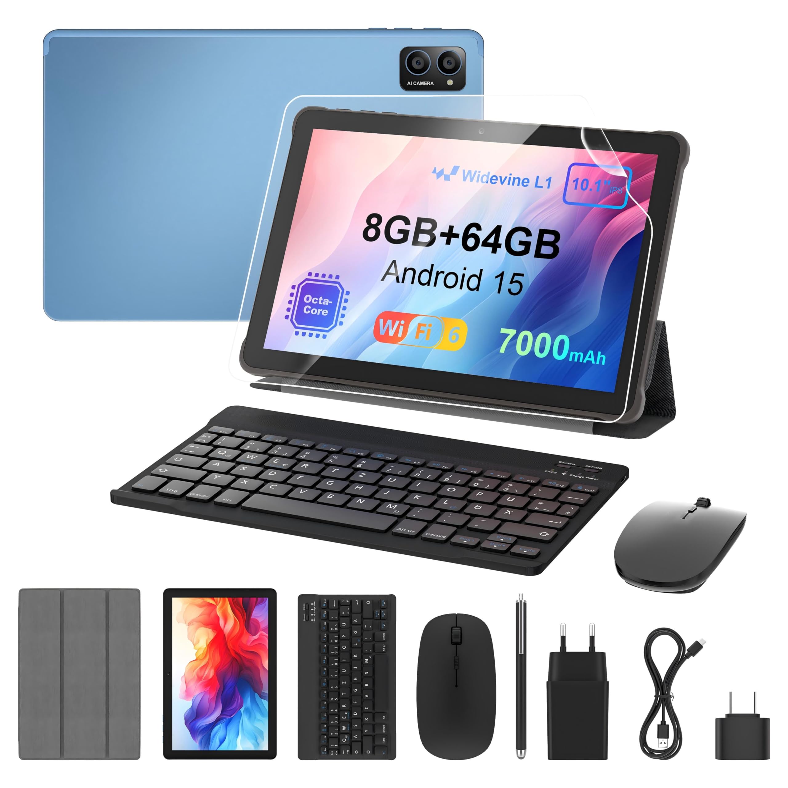 TABWEE T20 10 Android 16 256GB WiFi incl. Tastatur, Maus, Stift Tablet (10, 256 GB, Android 16, Android 16, mit Stift/Maus/Tastatur, Gemini Al Magic), Tablet-PC