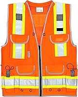 Vista 9 de A Reflective Safety Vest For men Class 2 Heavy Woven Two Tone Engineer Hi Viz Safety Vest 3M Tape