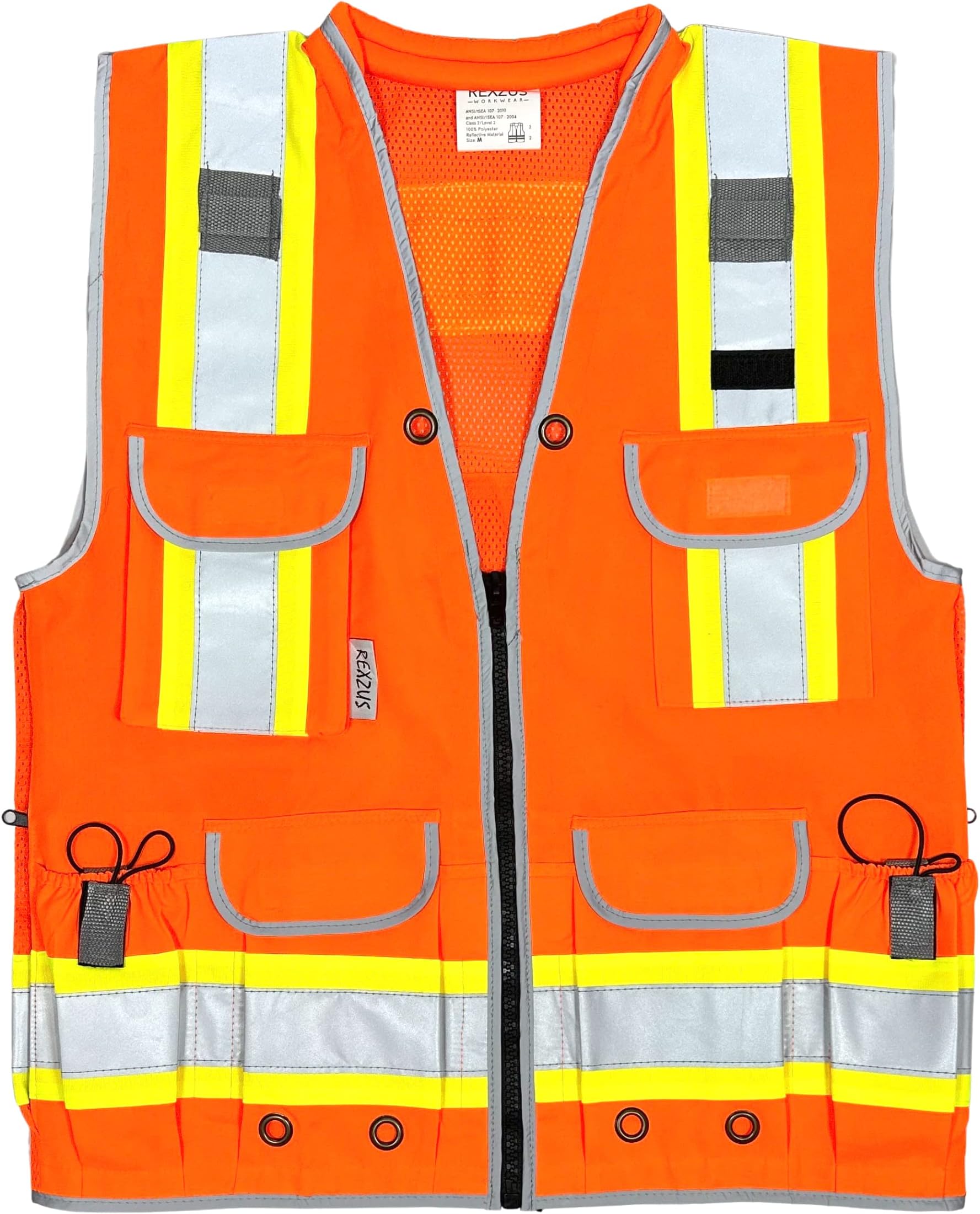 REXZUS A Reflective Safety Vest For men Class 2 Heavy Woven Two Tone Engineer Hi Viz Safety Vest 3M Tape
