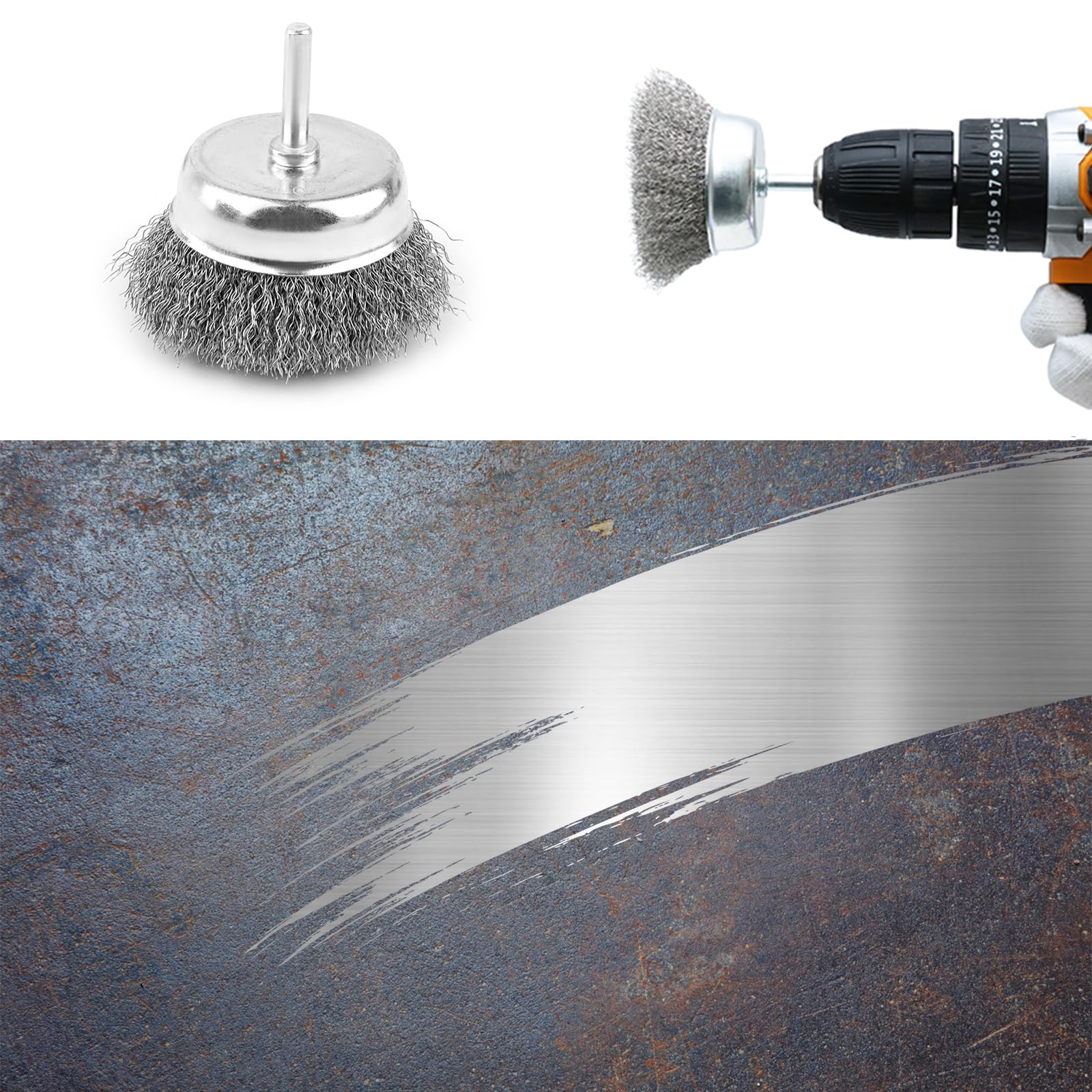 Zestaw 12 metalowych szczotek do wiertarki, szczotki metalowej 6 mm, stal do usuwania rdzy i korozji, końcówka szlifierska