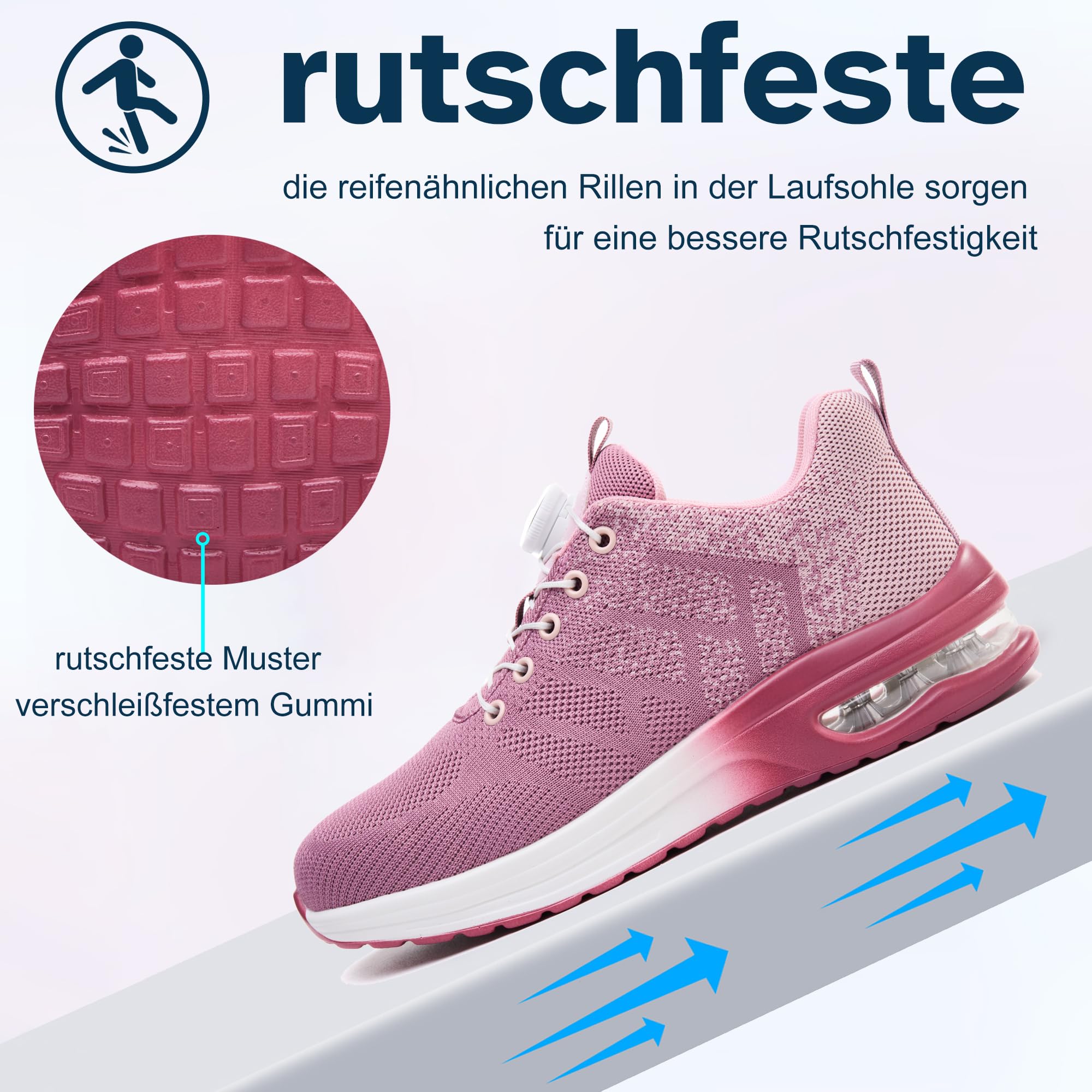 Buty bezpieczne robocze Obuwie ochronne Lekkie przewiewna, różowe, 39 EU | z stalowym czubkiem podeszwą kevlarową odporną na przebicia, system zapinania z pokrętłem, amortyzacja powietrzna