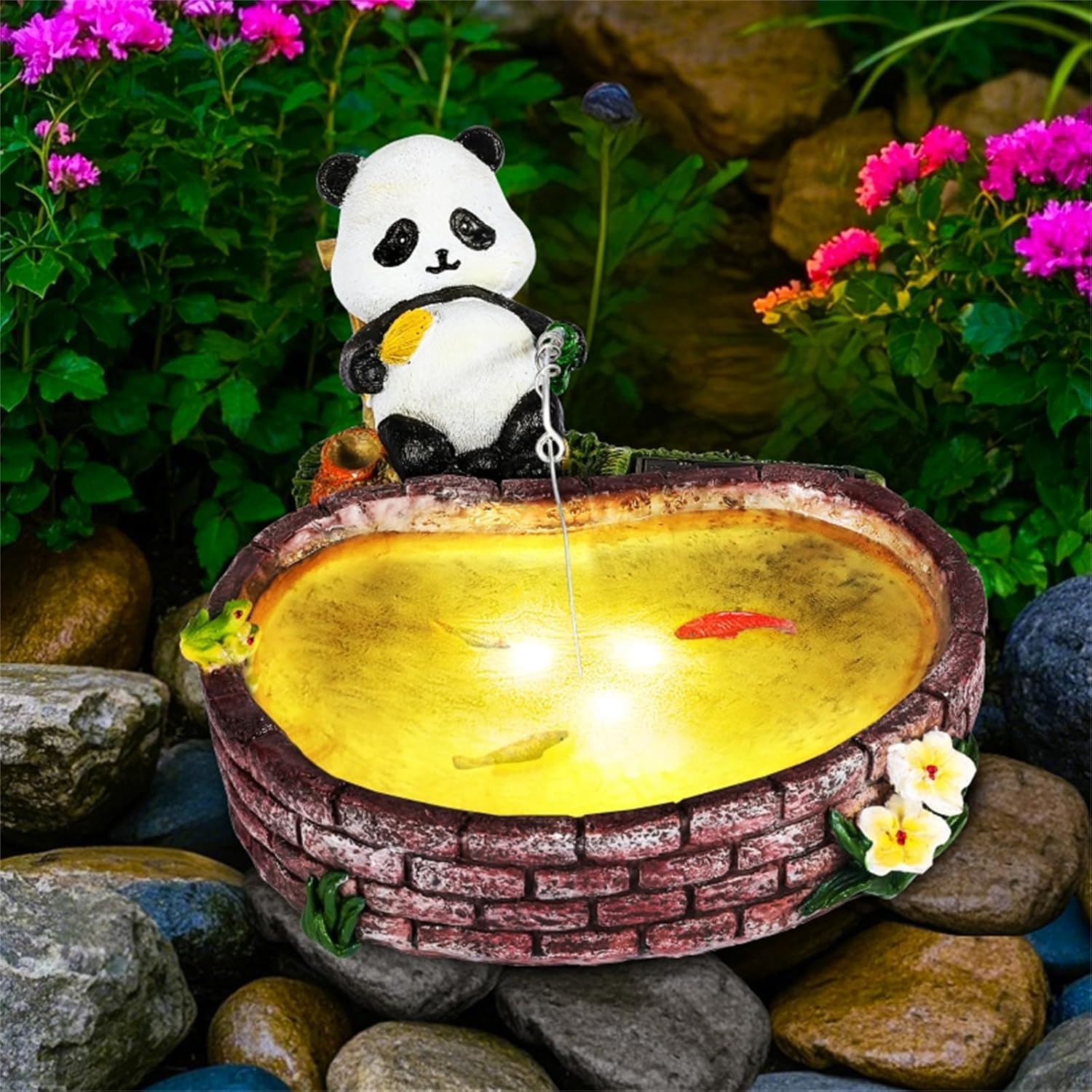 Solar Panda for Outdoors Garden Panda Statue Patios, Yards, and Lawn Ornaments Gardening Gifts for Women