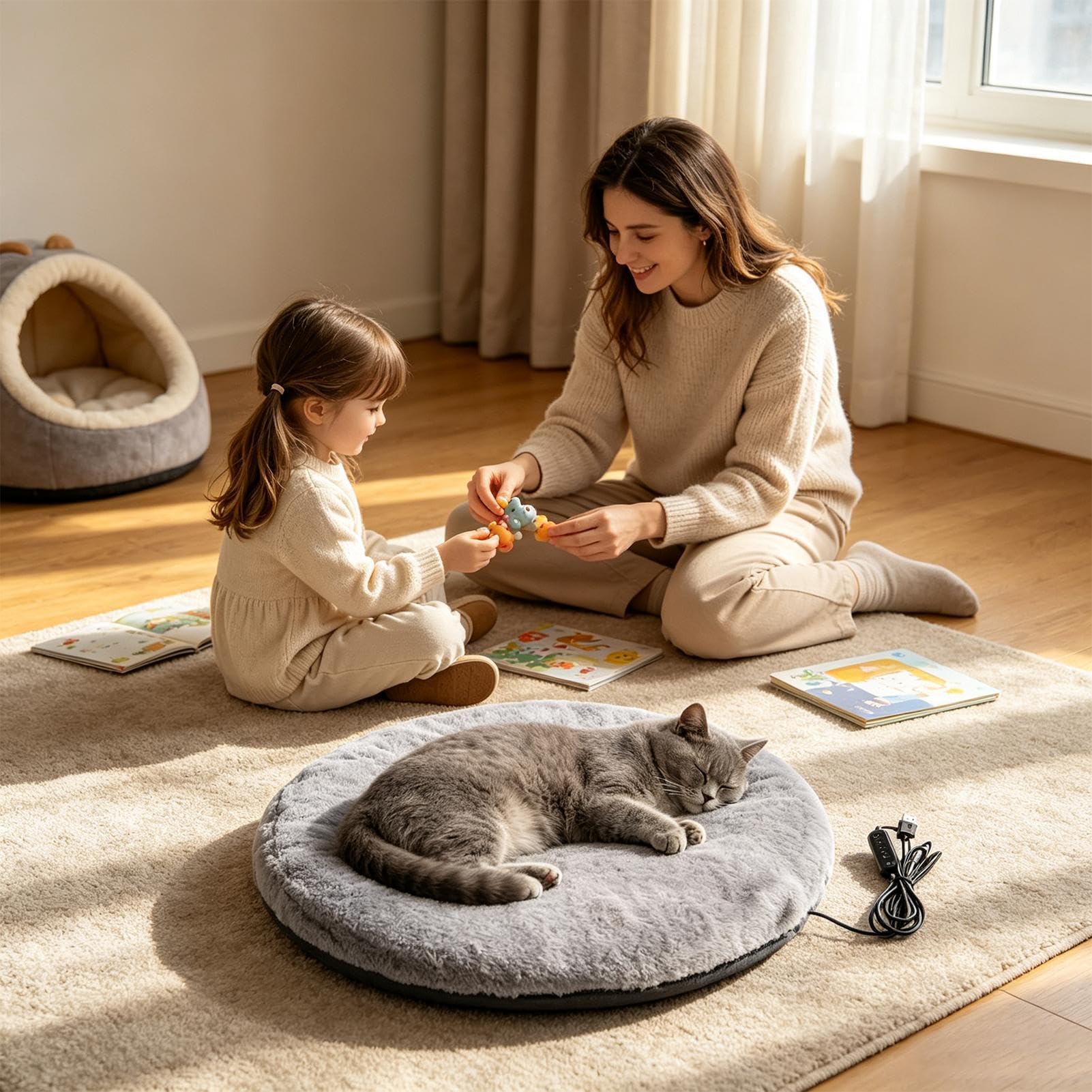 Beheiztes Katzenbett Anti-Biss-Matte mit abnehmbarem waschbarem Bezug