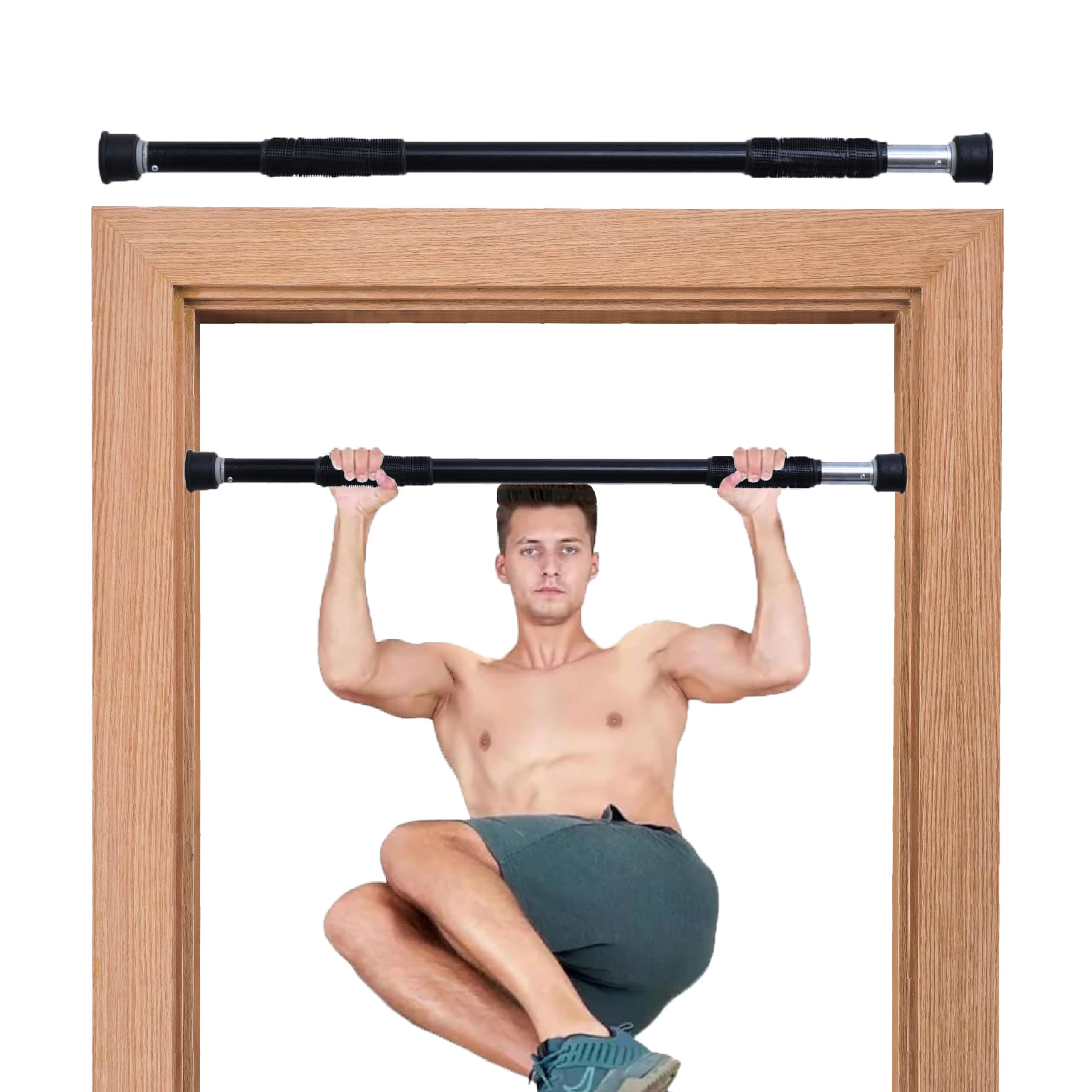 TOTAL Adjustable Pull Up Rod for Home Workout | Doorway Pull Up Bar with Anti-Slip Foam Grips & Safety Caps | No Screw Chin Up Bar for Height Increase & Strength Training | 120 KG Max Load (75-90 CM)-image-45