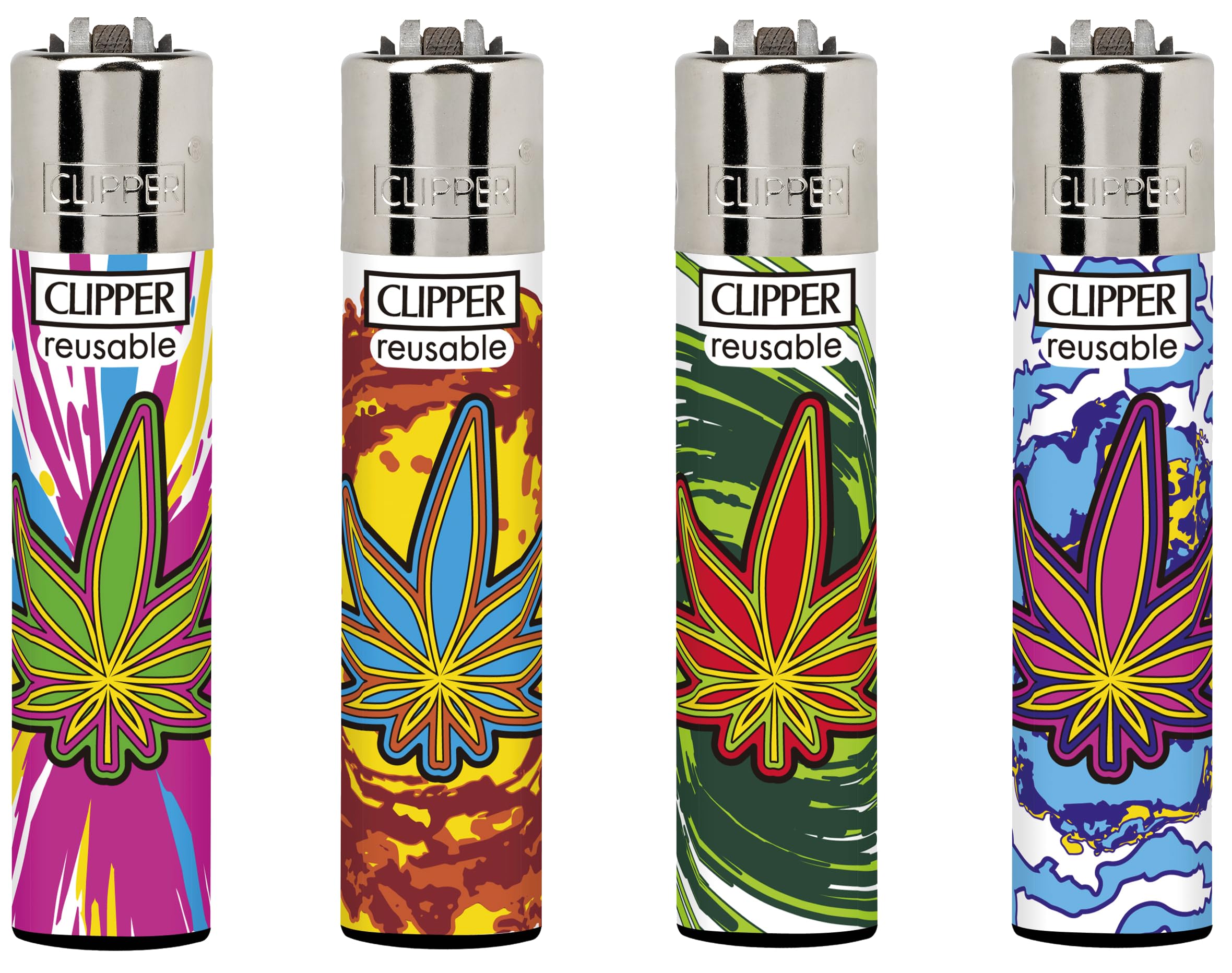 4 X CLIPPER LIGHTERS, YOU WILL GET ALL 4 DESIGN LEAVES EXPLOSION