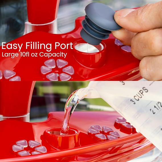 Roamwild Window Hummingbird Feeder with Suction Cups Bee Proof & Ant Proof Hummingbird Feeder for Outdoors Built in UV Shade Keeps Nectar Fresh Ultra-Strong Dual Suction Cup Window Mount Purple
