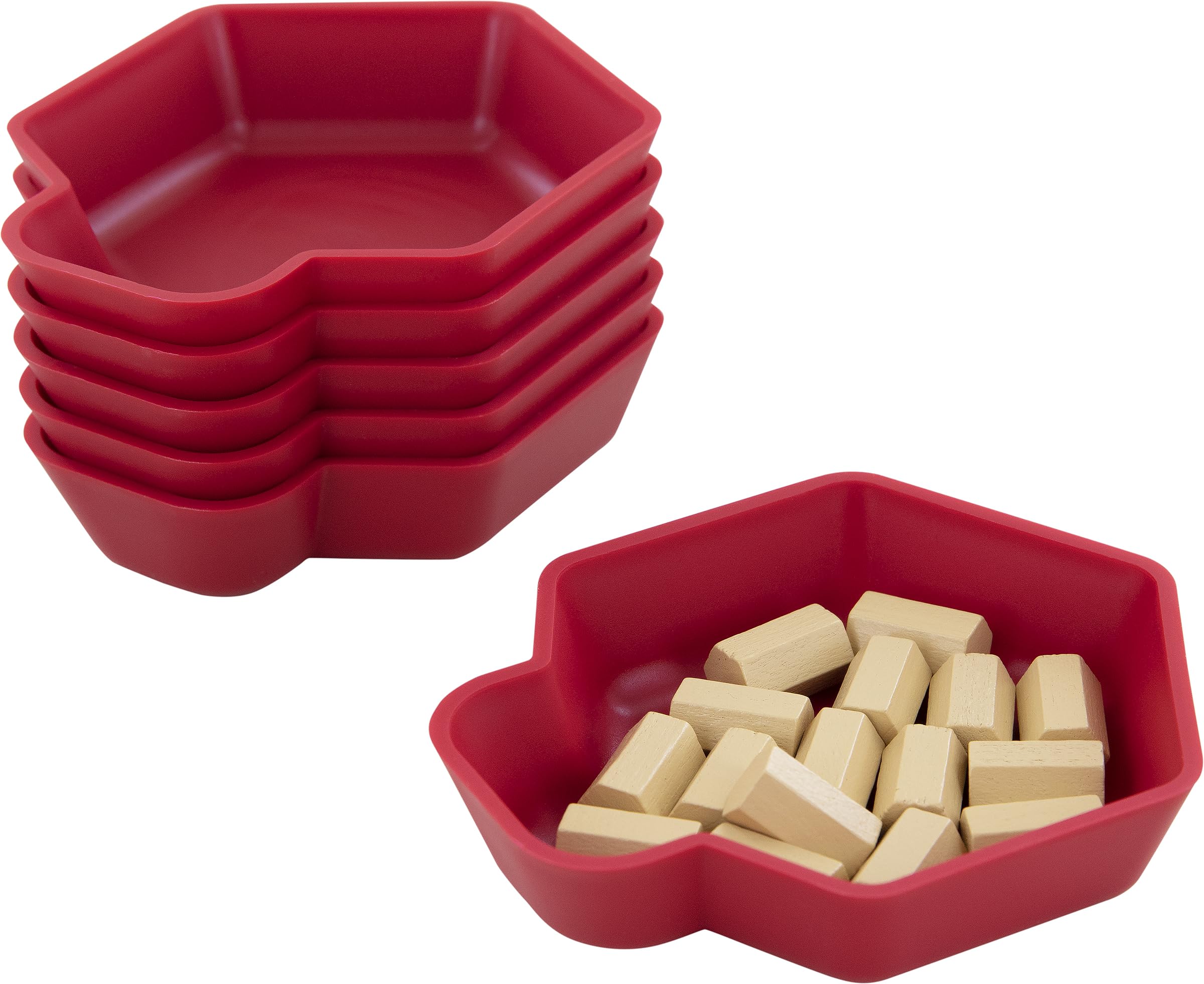 FeldherrShell Expansion Pack - 6 Single-Colored Token Trays for Board Game Accessories, Tokens, meeples and Other Small Items, Color:Cherry Red