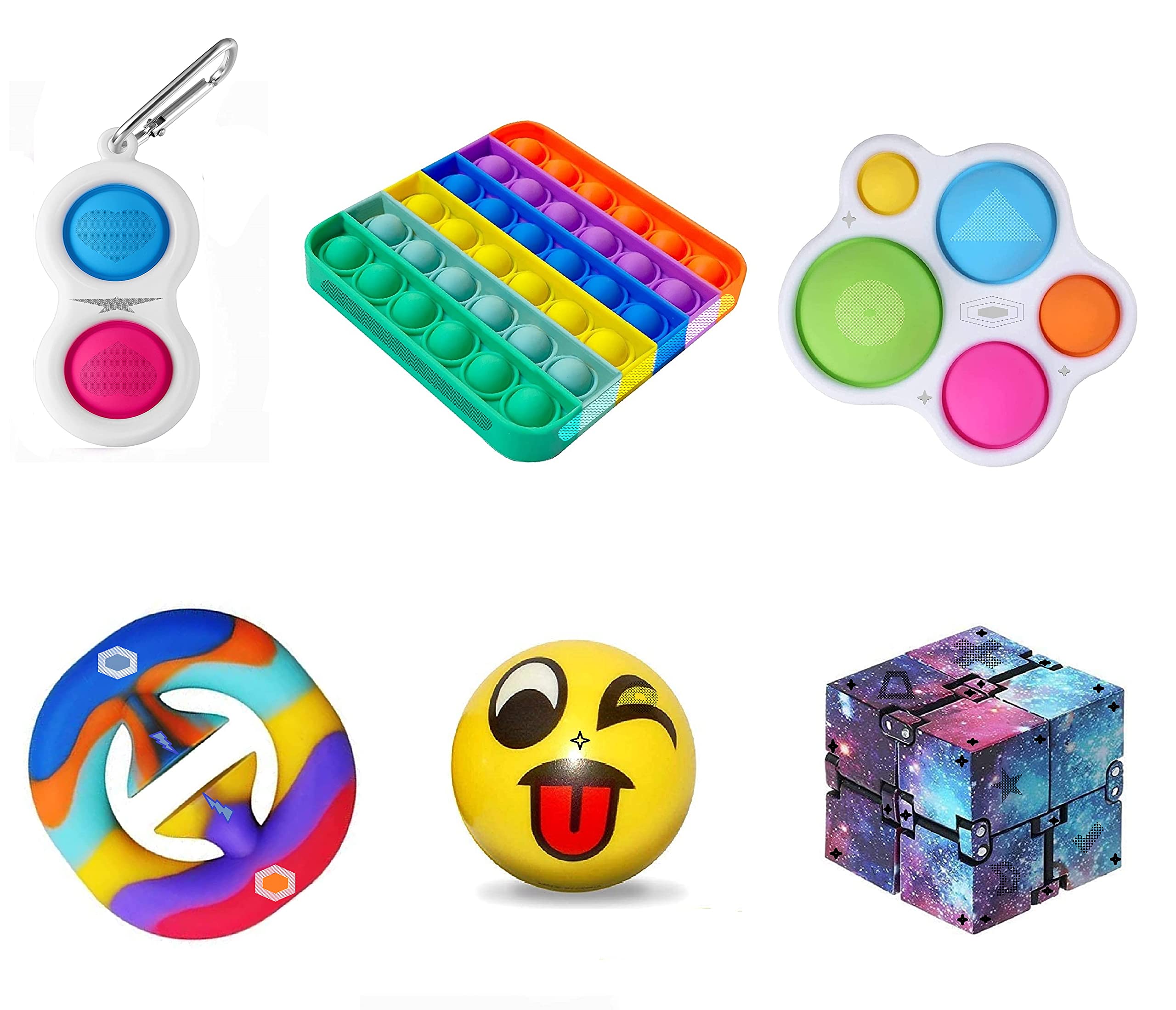 Buy Fidget Toys Set of Simple Dimple, Pop It, Stress Ball, Infinity