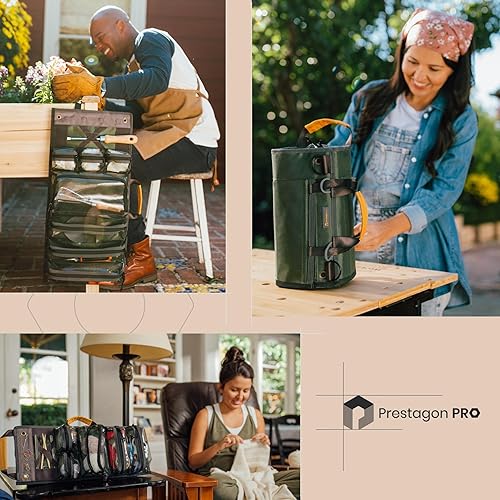 Miniatura 5 de Organizador de bolsa de herramientas enrollable resistente con soporte para visibilidad vertical y fácil acceso, 7 bolsillos con cremalleras,